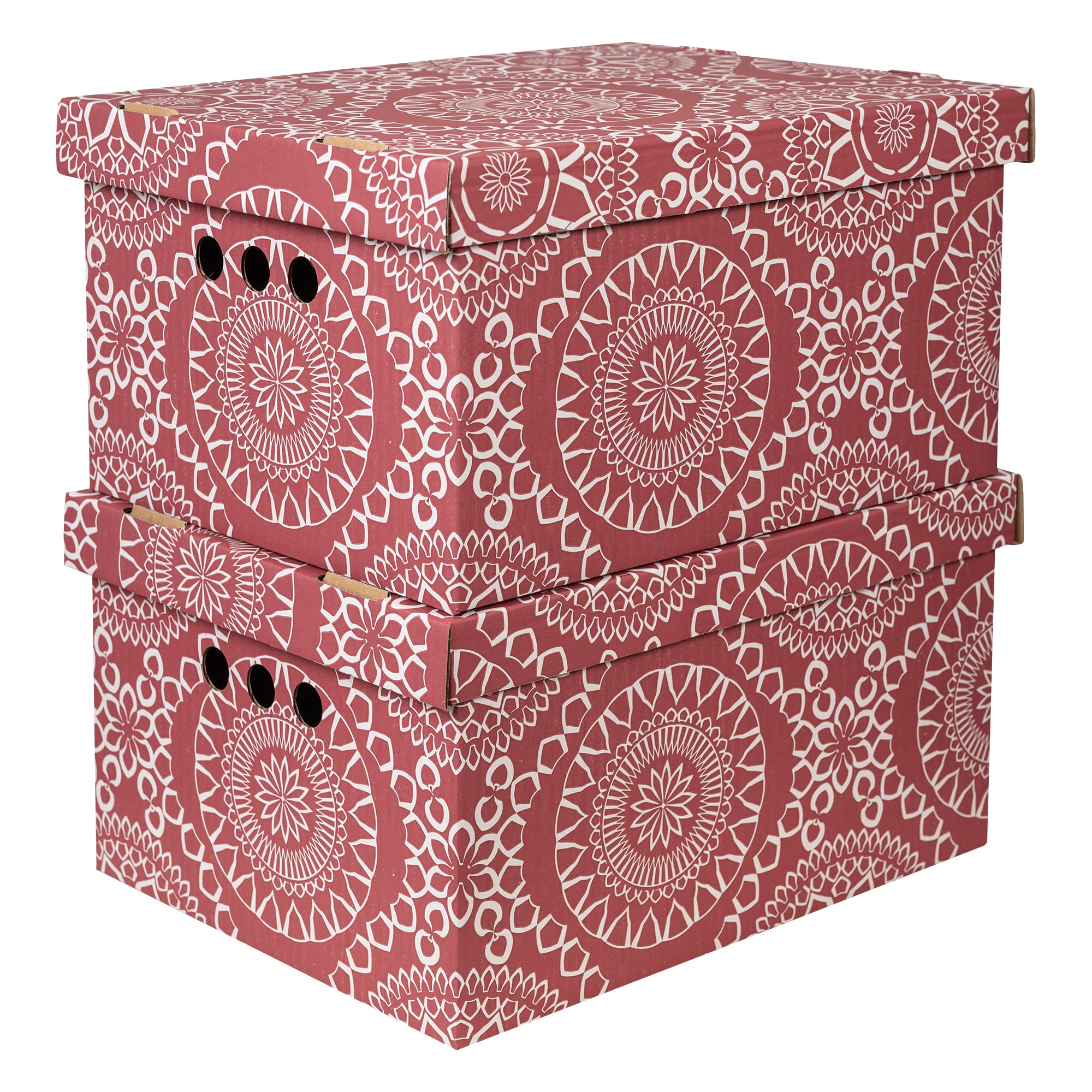 SOFTILLO Pack of 2 Decorative Storage Boxes With Lids Home Office Bedroom Wardrobe Box Organiser Archive Box with Lid Multi-Use General Storage Archive Box with Lid Stylish Set XLarge Pink Stripes — view 34