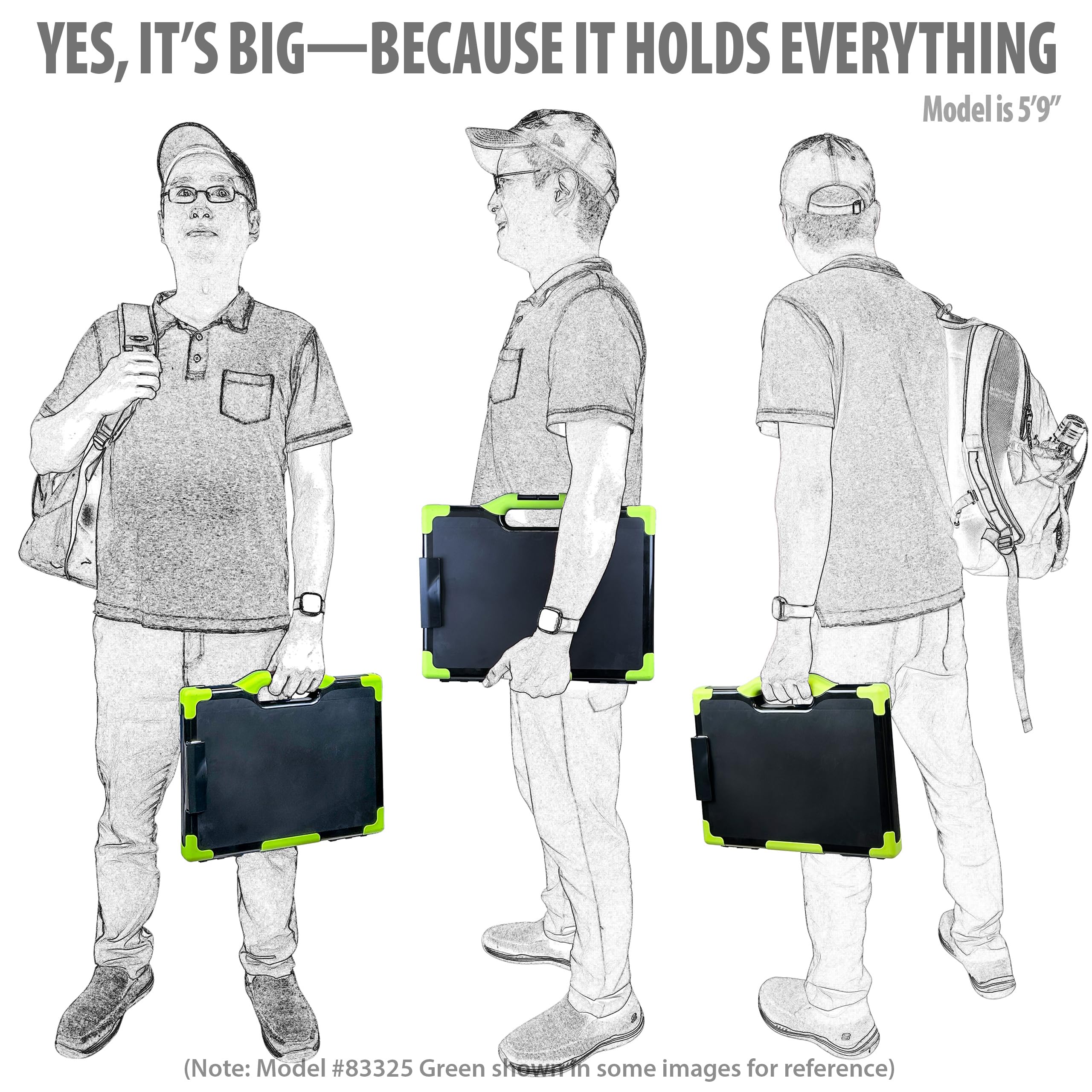 Officemate OIC Carry All Clipboard pudełko do przechowywania, rozmiar liter/prawny rozmiar, czarny i szary (83324), 1, 40 cm x 33 cm x 5 cm