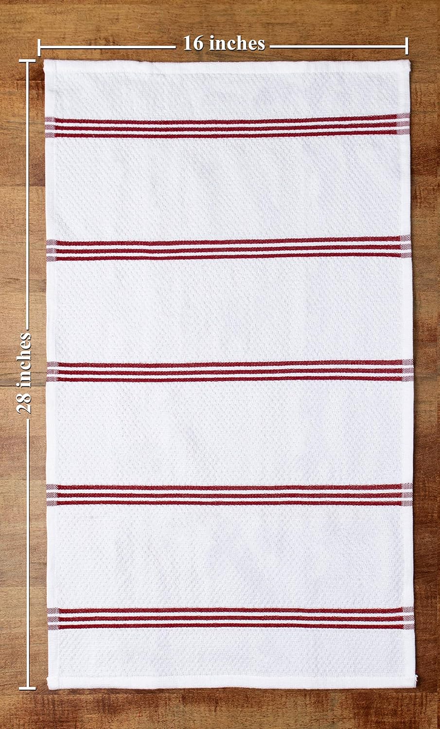 Sticky Toffee Cotton Kitchen Towels Set of 4 – Red and White Dish Towels 28x16 in, Reusable and Absorbent Tea Towels for Drying or Cleaning, Oeko-Tex Cotton - Image 4