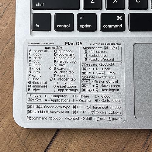 Miniatura 8 de SYNERLOGIC Adhesivo de acceso directo para teclado de referencia para Mac OS (universal para Mac), vinilo laminado sin residuos, para cualquier