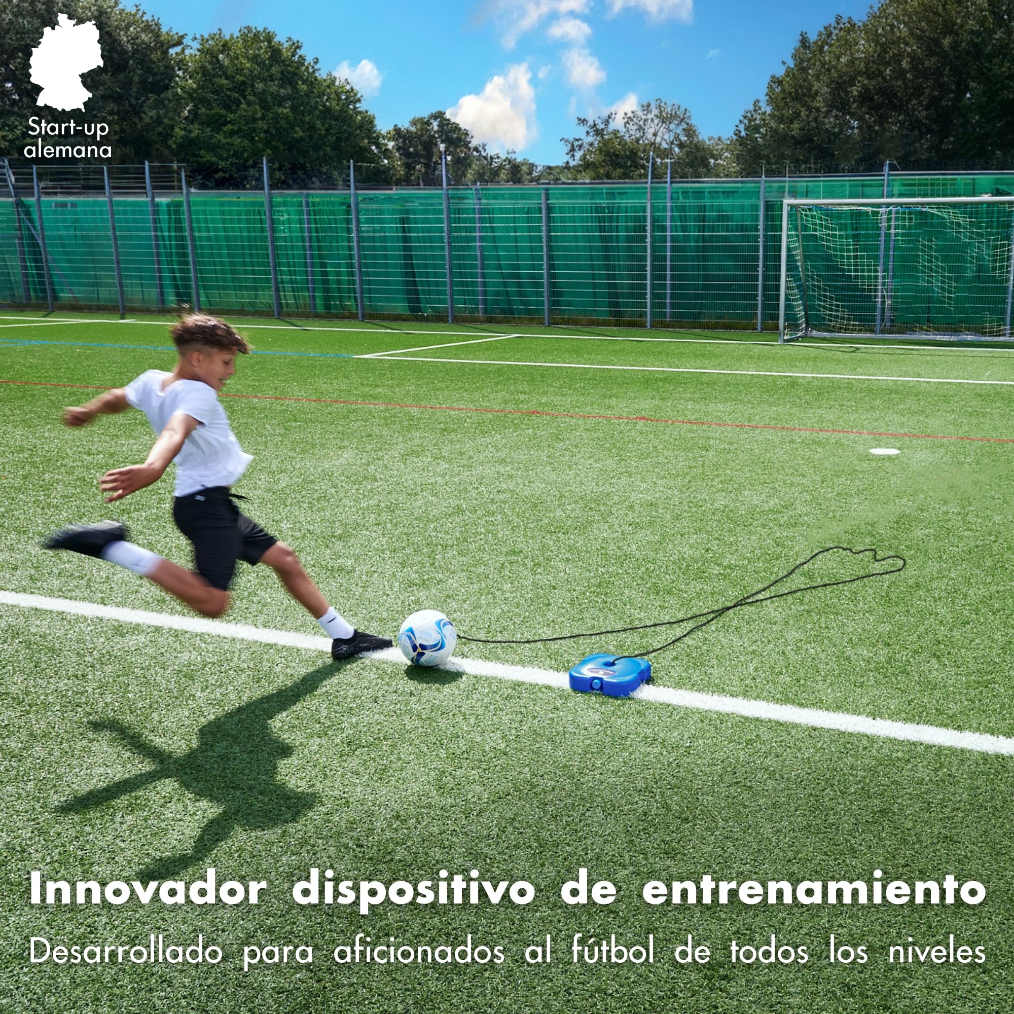 MOVEMATE® Juego de entrenamiento de fútbol con cuerda, accesorios de entrenamiento innovadores para exteriores, en el jardín, en el campo de fútbol | regalo ideal para niños