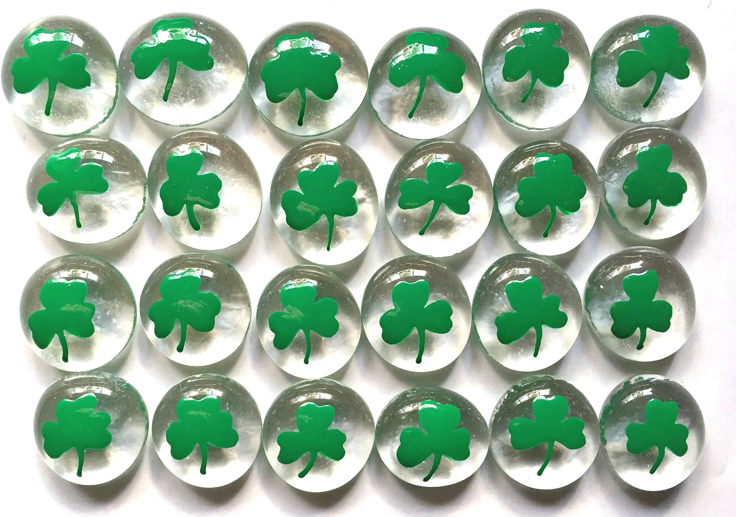 Shamrocks - Set of 24 Hand Painted Glass Gems; Party Supplies, Party Favor, Decoration, Token, Memoir, etc.let Your Imagination Run Wild!