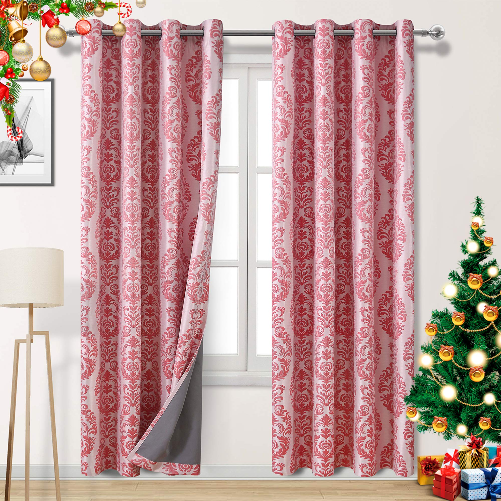 Damask Red Curtains Curtains & Drapes