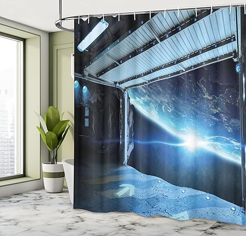 Miniatura 61 de Ambesonne Jukebox - Cortina de ducha, estilo garabato, caja de música retro, monedas, juego de decoración de baño de tela con ganchos, 69 pulgadas