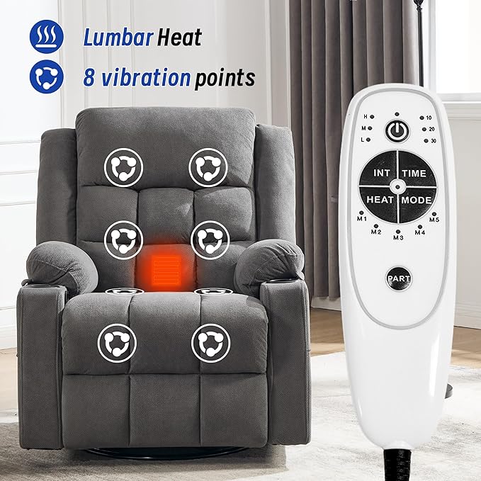 Sillón Reclinable Giratorio con Masaje y Calefacción miniatura 6