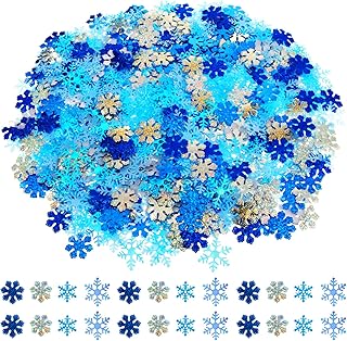 Anuncio Patrocinado - 1000 Pieces Christmas Glitter Snowflakes Confetti White and Blue Winter Window Cake Table Confetti S...