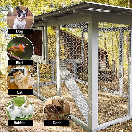 Miniatura 6 de elfinrm Valla de alambre de pollo, 2 x 150 pies, valla de malla de alambre de pollo galvanizado hexagonal de 2 pulgadas, valla de malla de aves de