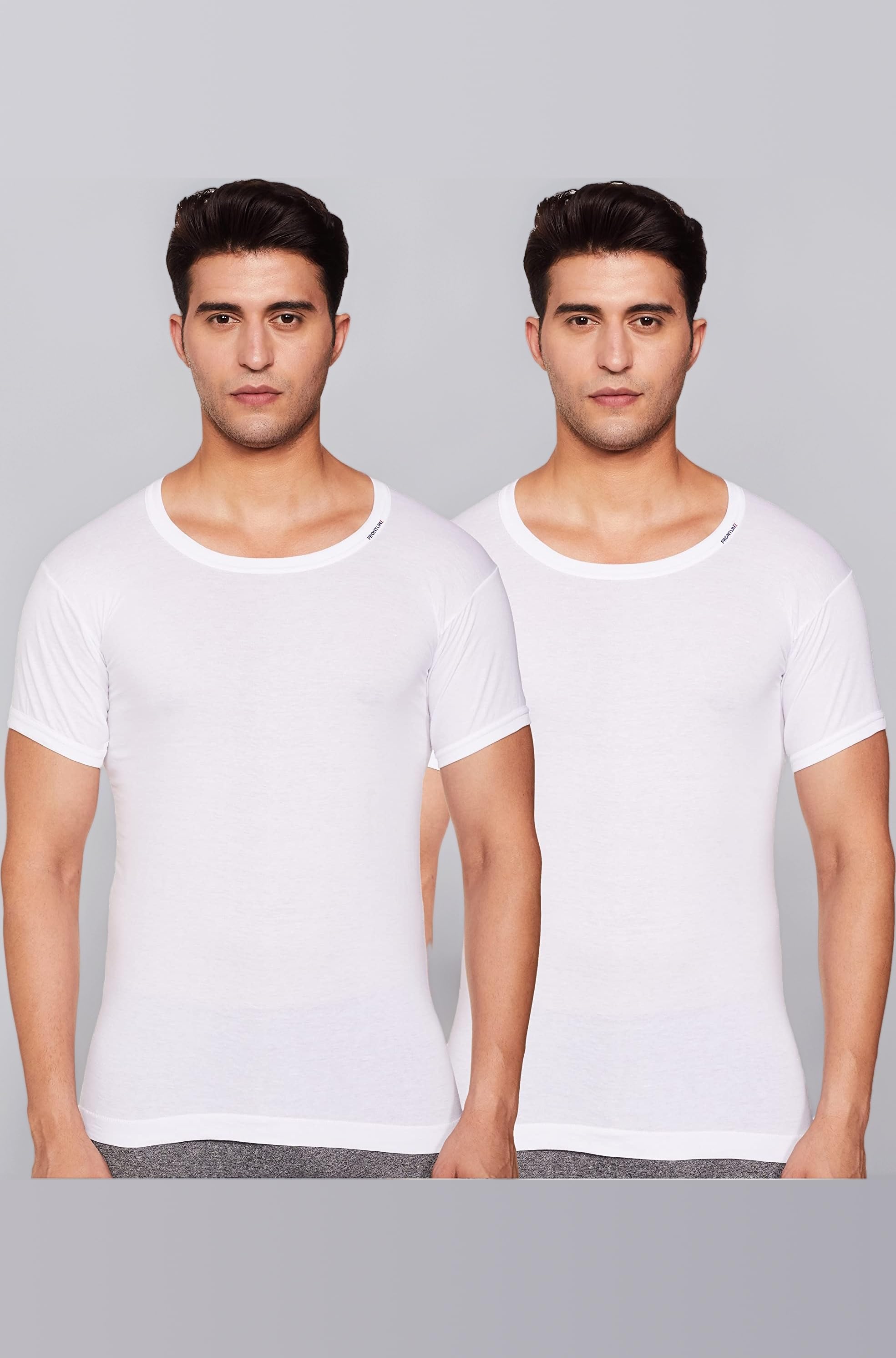 Half Sleeves Round Neck Vest for Men, 100% Cotton Material, Regular Fit, Pack of 2