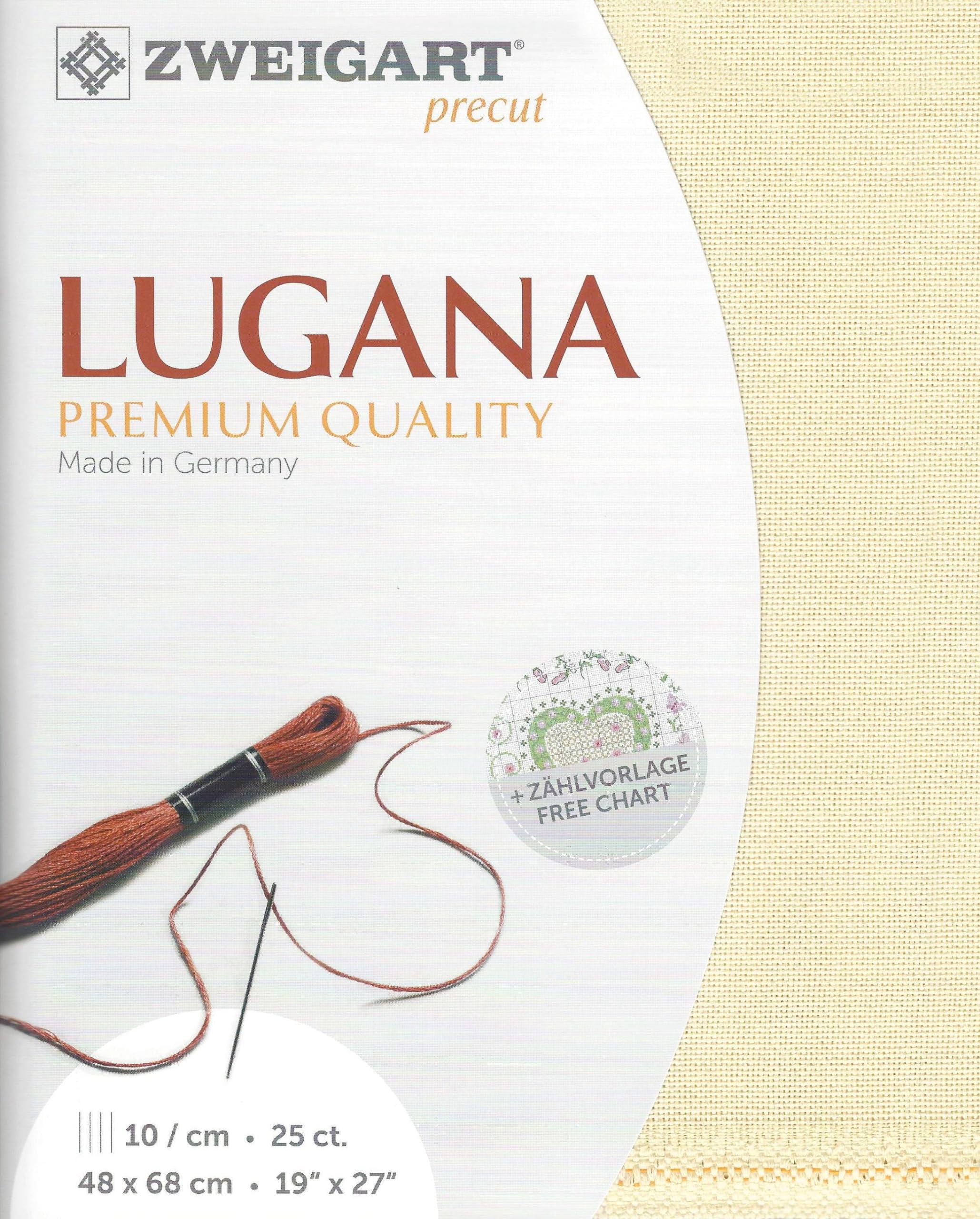 Precut Zweigart Lugana 25 Count Cream 3835/252
