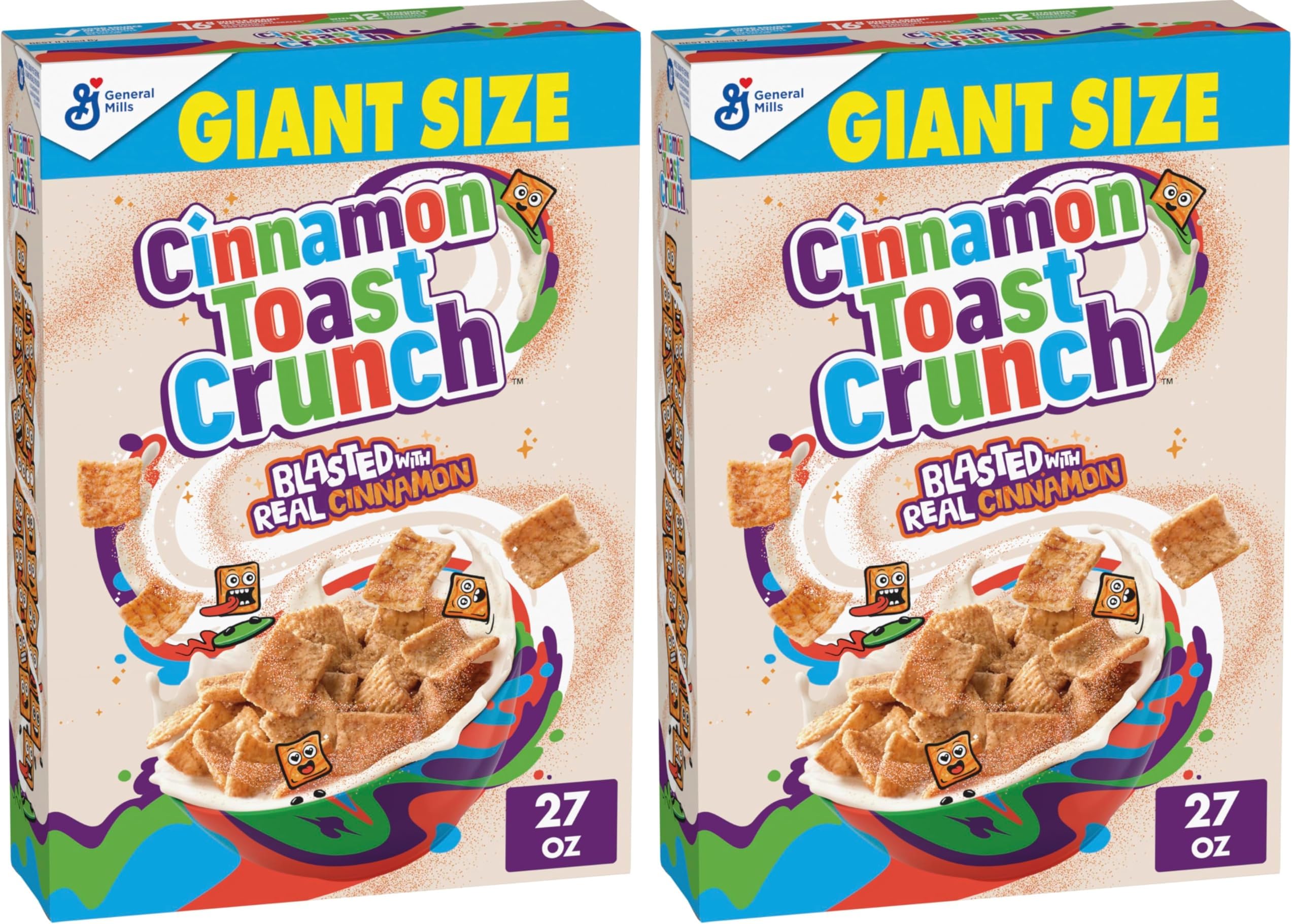 Original Cinnamon Toast Crunch Breakfast Cereal, 27 OZ Giant Size Box (Pack of 2)