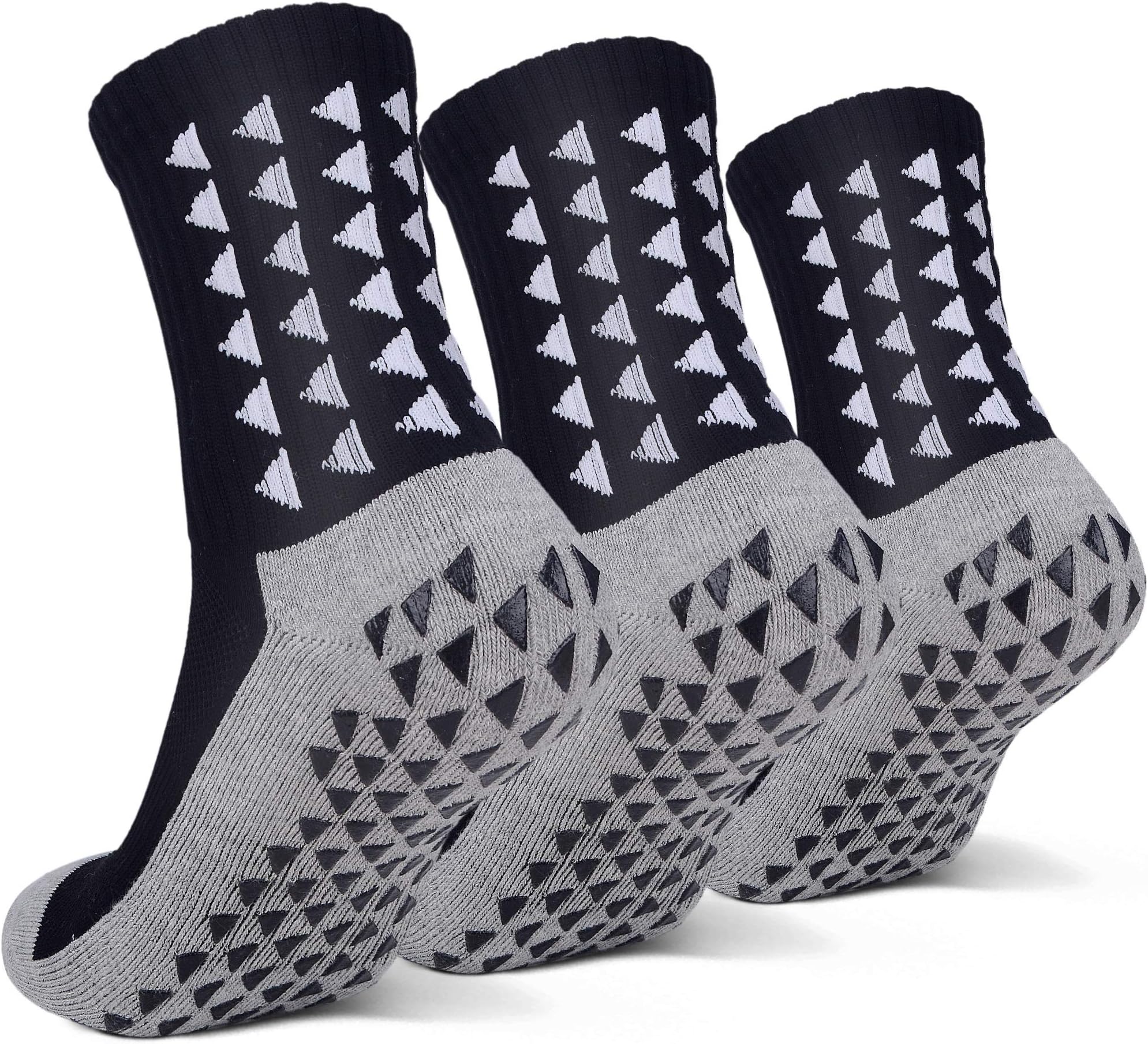 JHM Anti Slip Non Slip,Non Skid Slipper Hospital,Sport,Athletic Socks with grips Black men Size L