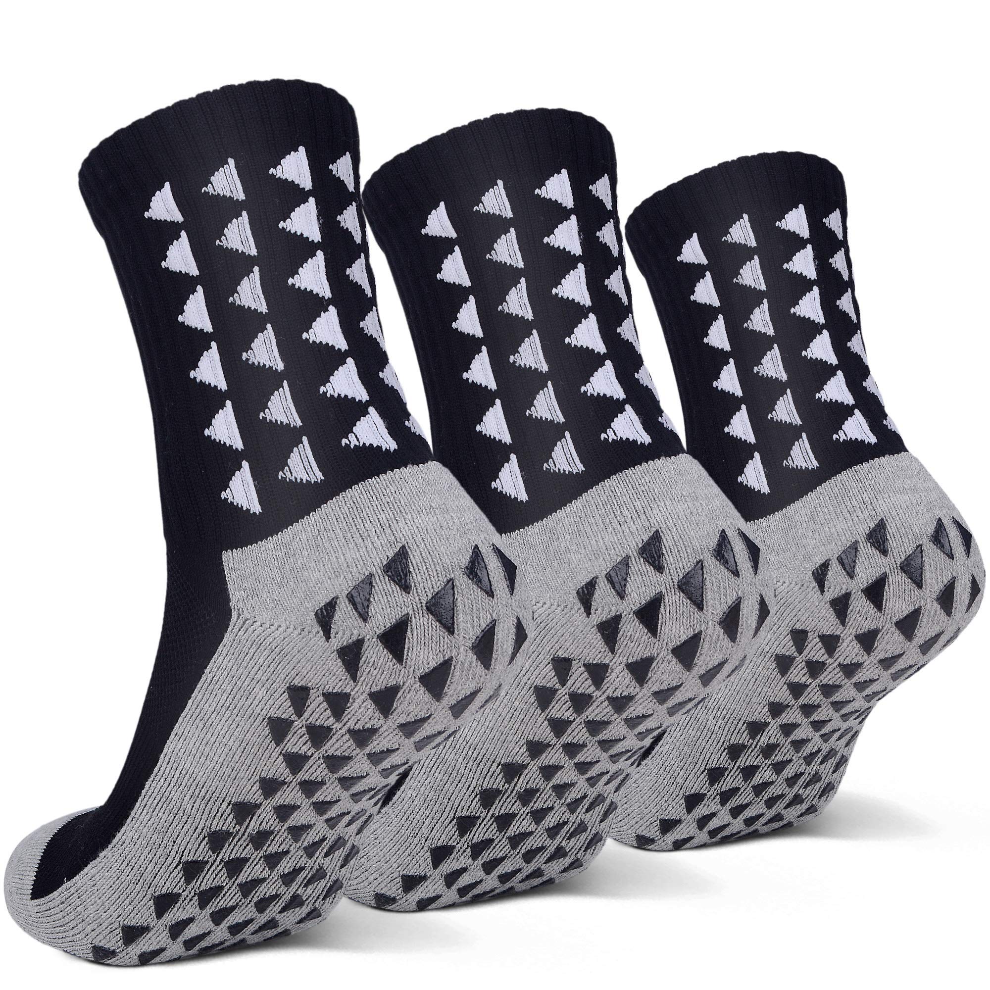 JHM Anti Slip Non Slip,Non Skid Slipper Hospital,Sport,Athletic Socks with grips Black men Size L