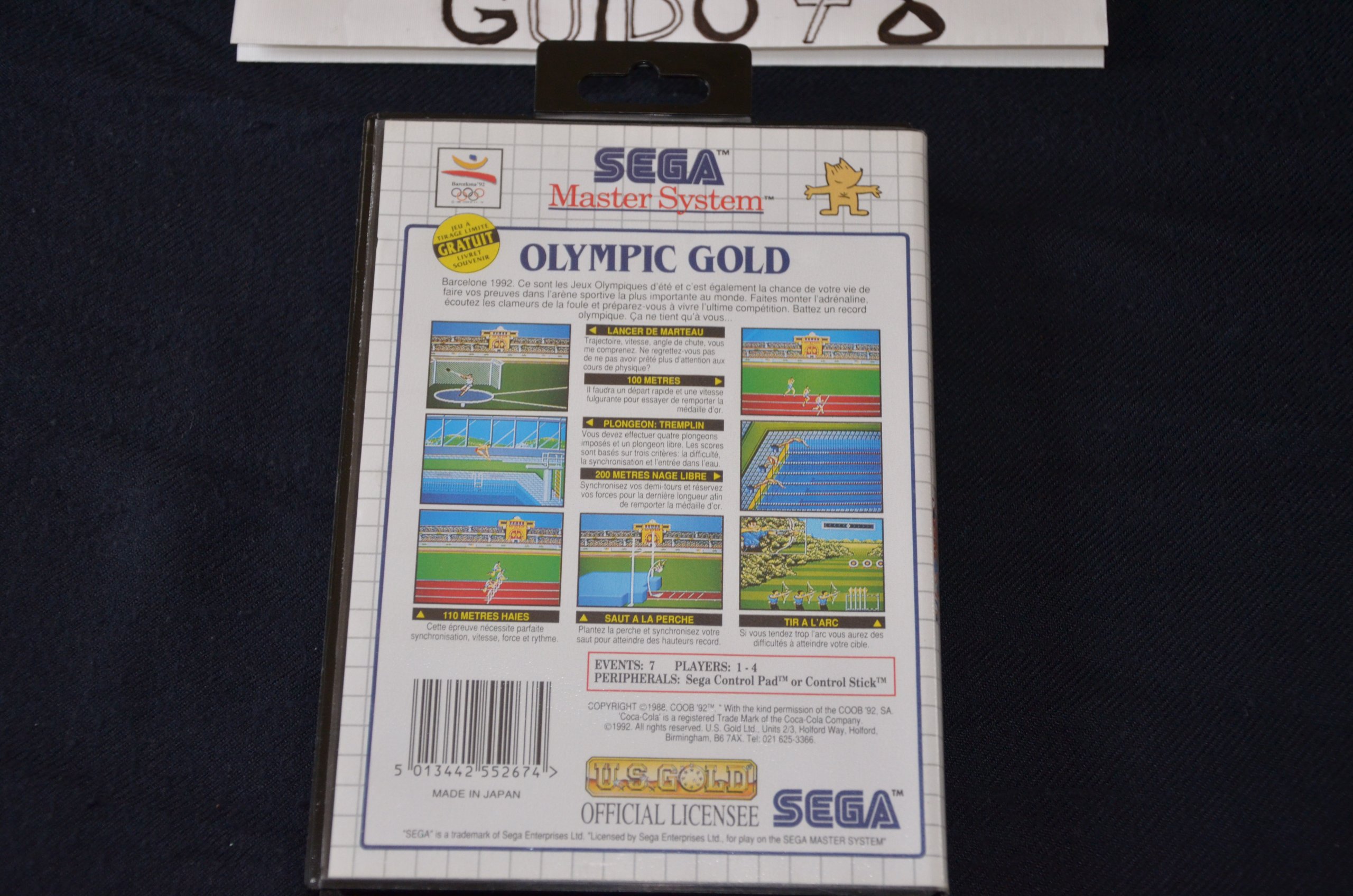Jeu Vidéo Olympic Gold Pour SEGA Master System - Bon état - Jeu Rétro Collector
