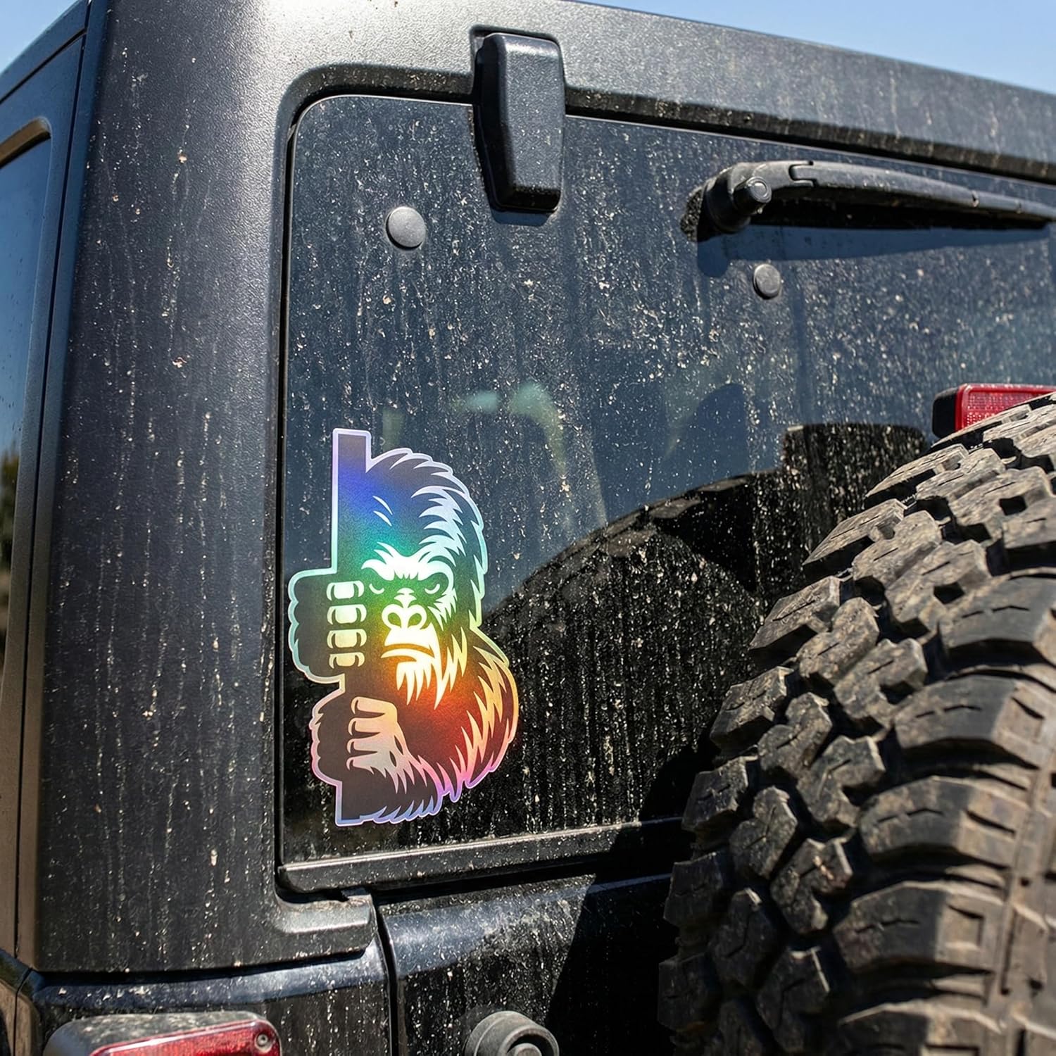 Premium Holographic Peeking Bigfoot Car Decal - Funny Sasquatch Hiding Bumper Sticker - Waterproof Matte Vinyl Yeti Gift for Campers & Hide and Seek Champions - Image 5