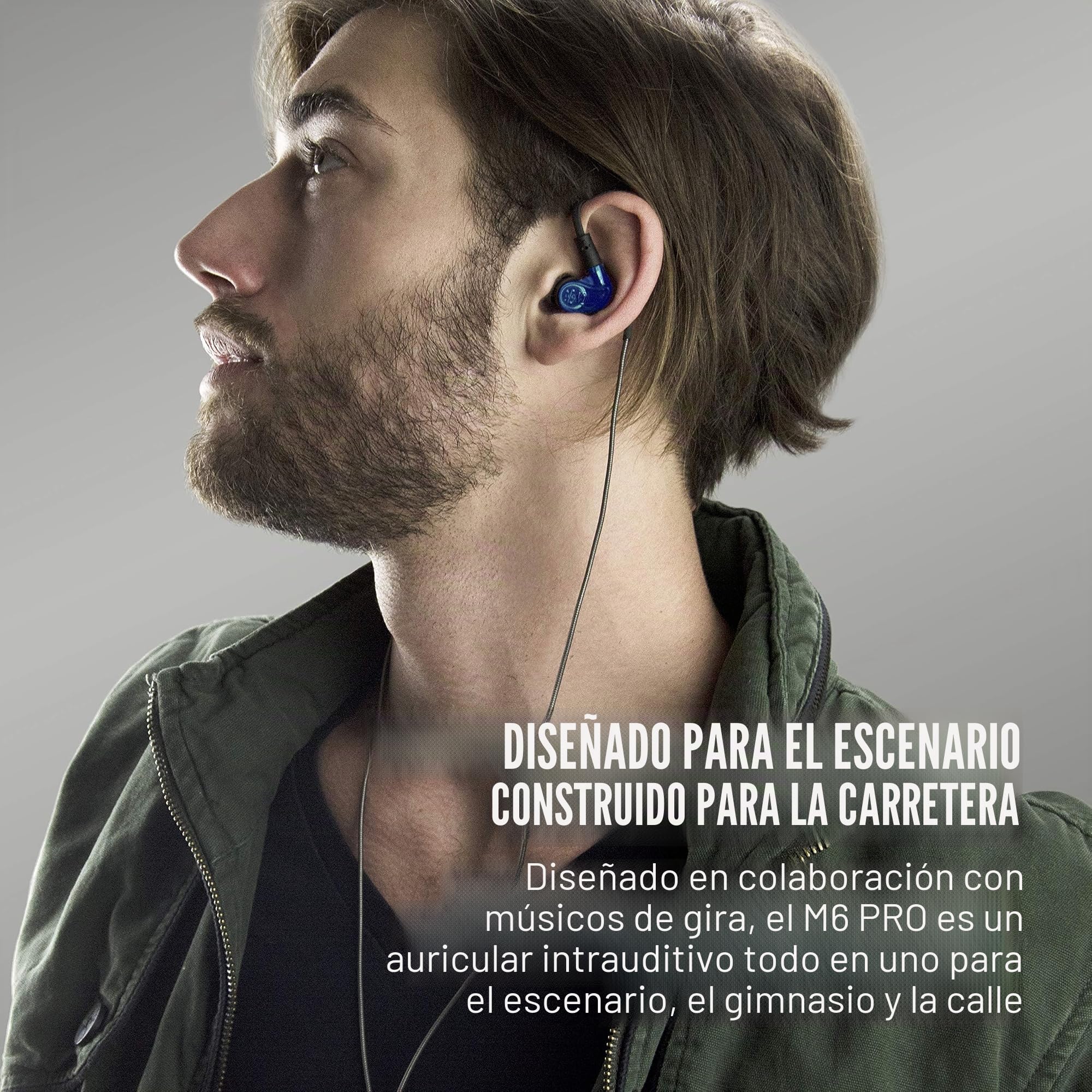 MEE audio M6 Pro Auriculares In Ear Estéreo HiFi con Sonido Preciso para Músicos, Cables con Memoria Gancho de Oreja, Auricular con Cancelación de Ruido de Estudio Profesional, 2 Cables Reemplazables