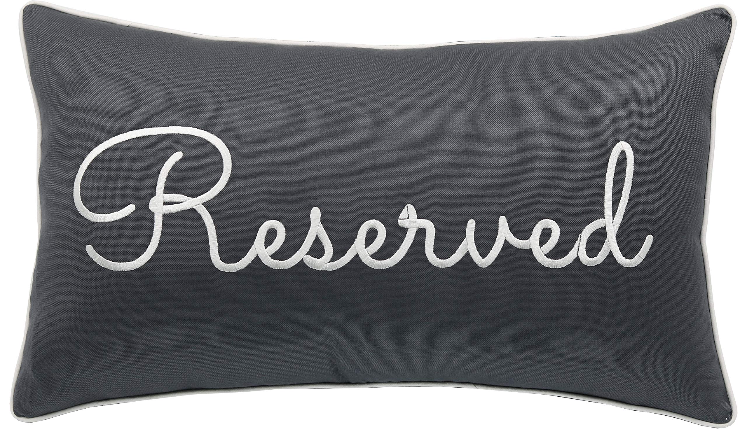 Rudransha Embroidered Grey Cotton Decorative Lumbar Accent Pillow Cover Reserved(Grey), 12"X20"