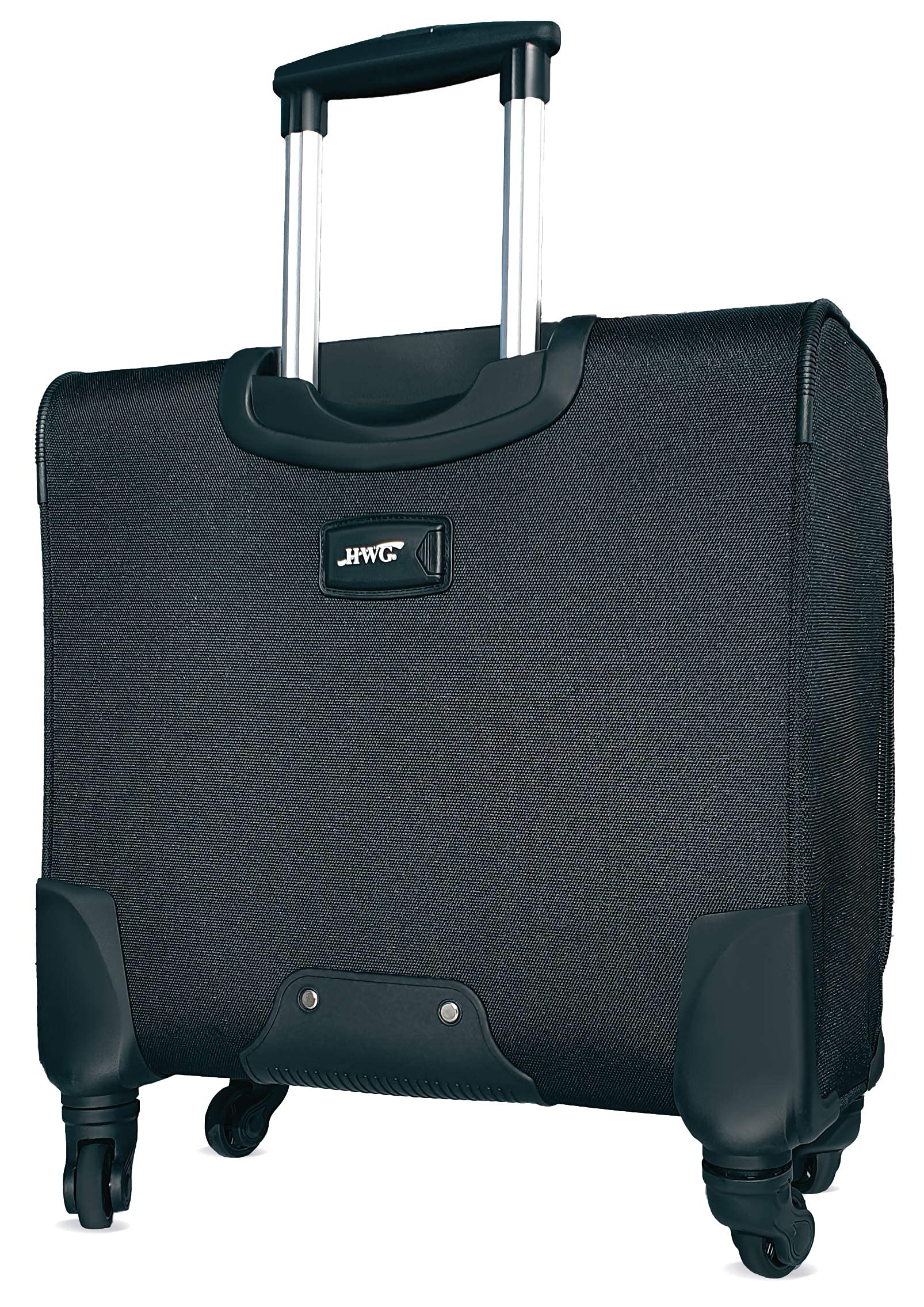 HWG® Pilotenkoffer mit Laptopfach - 4 Rollen Businessgepäck Trolley - Reisegepäck Reisekoffer - Aktenkoffer für Business - Schwarz, 45x50x25 cm
