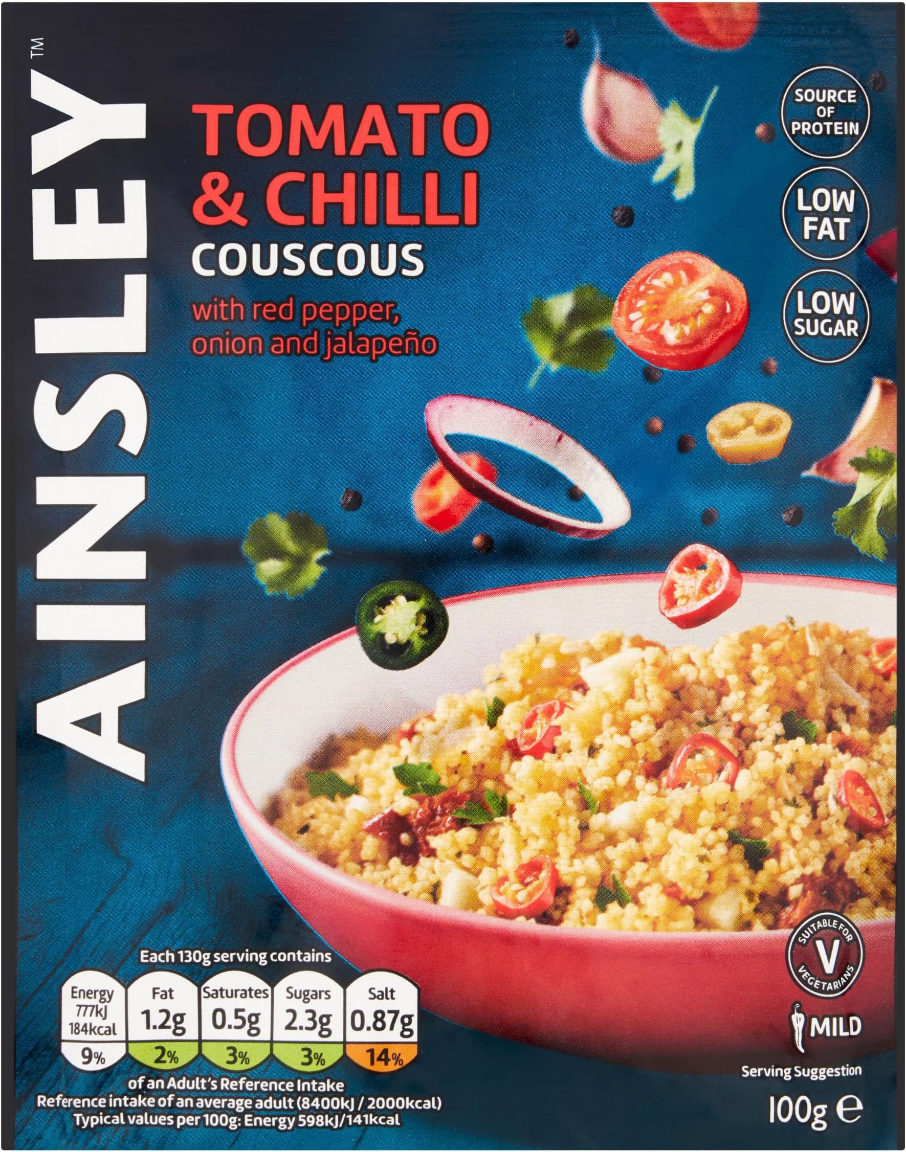 Ainsley Harriott Tomato & Chilli Couscous 100g, Simple Meal Solution, Healthy Lunch, Bulk Pack Mutlipack, Pack of 12 x 100g