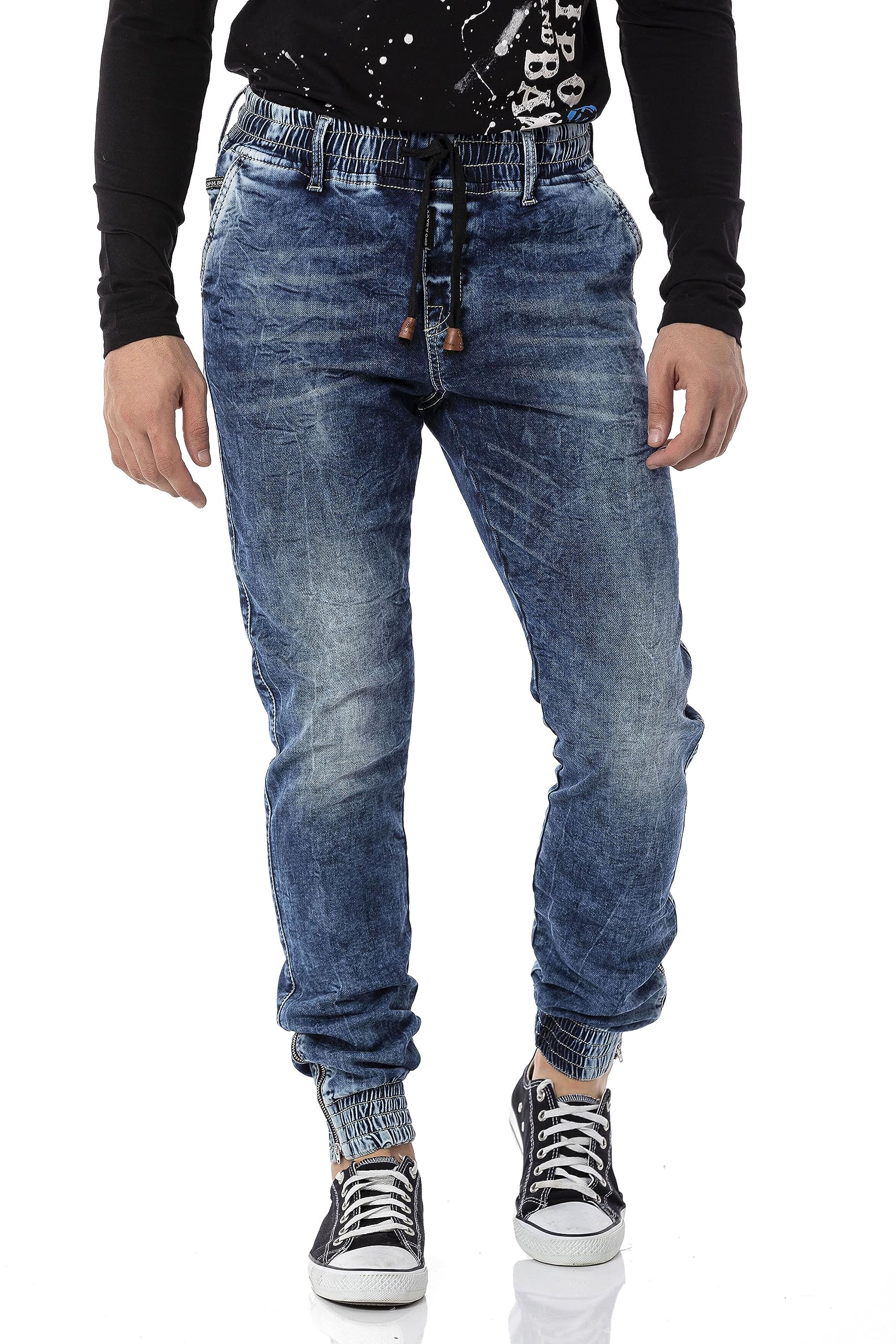 Cipo & Baxx Herren Joggerhose | Sportlich & Streetwear mit Cargotaschen & Stretch | Sporthose Gummi Freizeithose