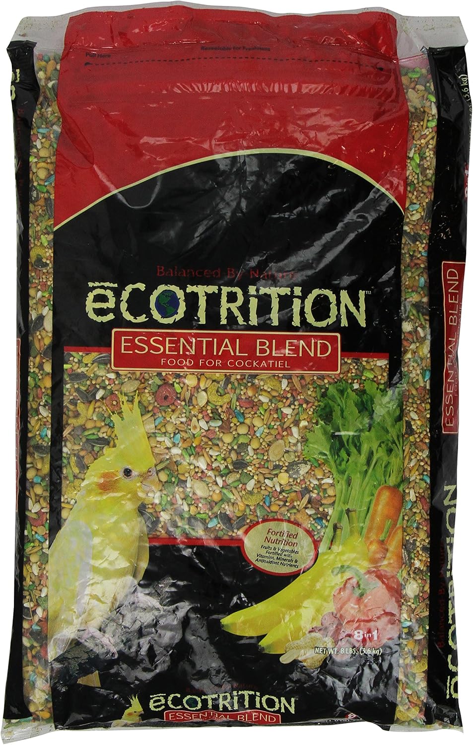Ecotrition Essential Blend Food For Cockatiels, 8 Pounds, Resealable Bag