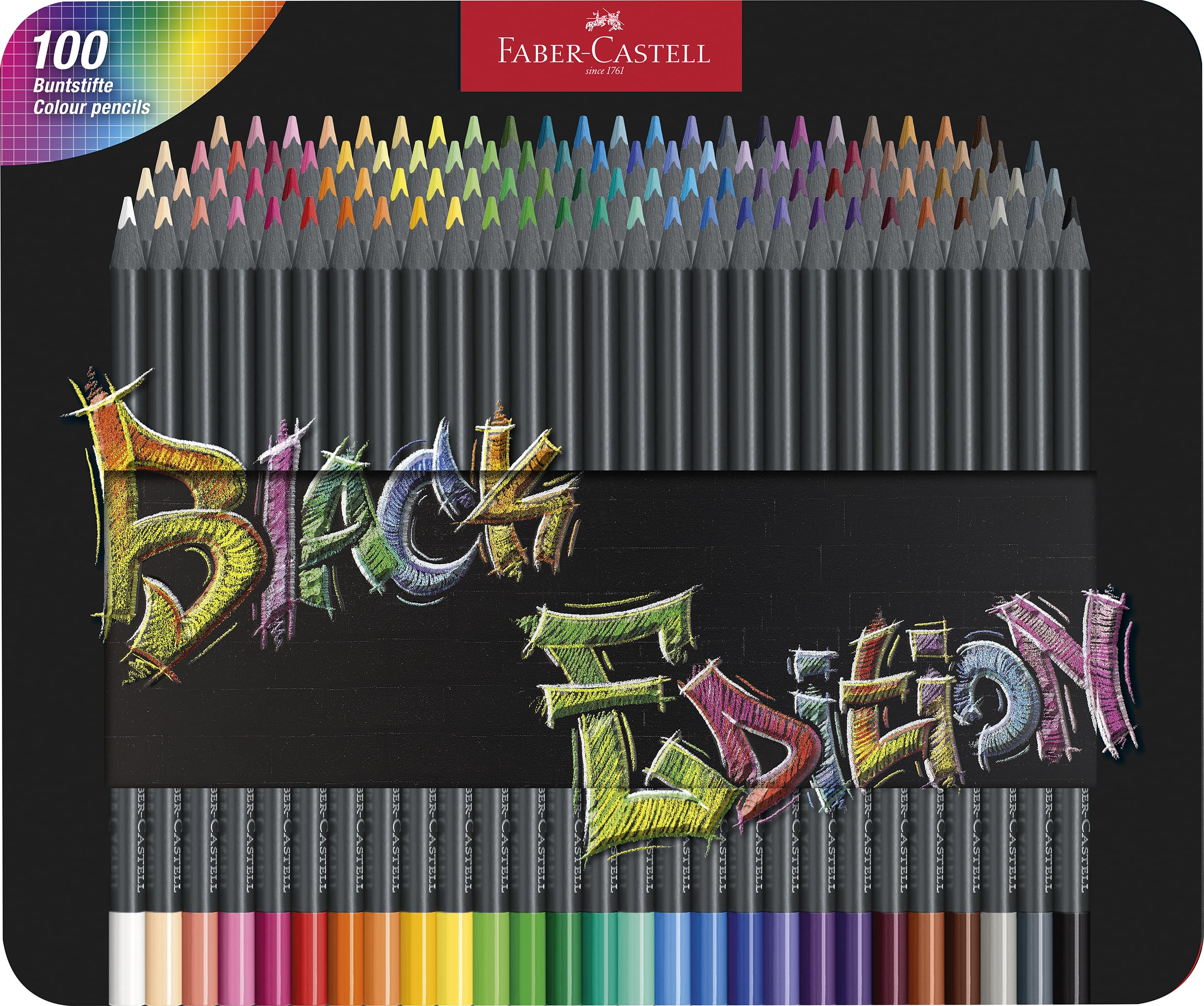 Faber-Castell Black Edition Colour Pencils, Tin of 100