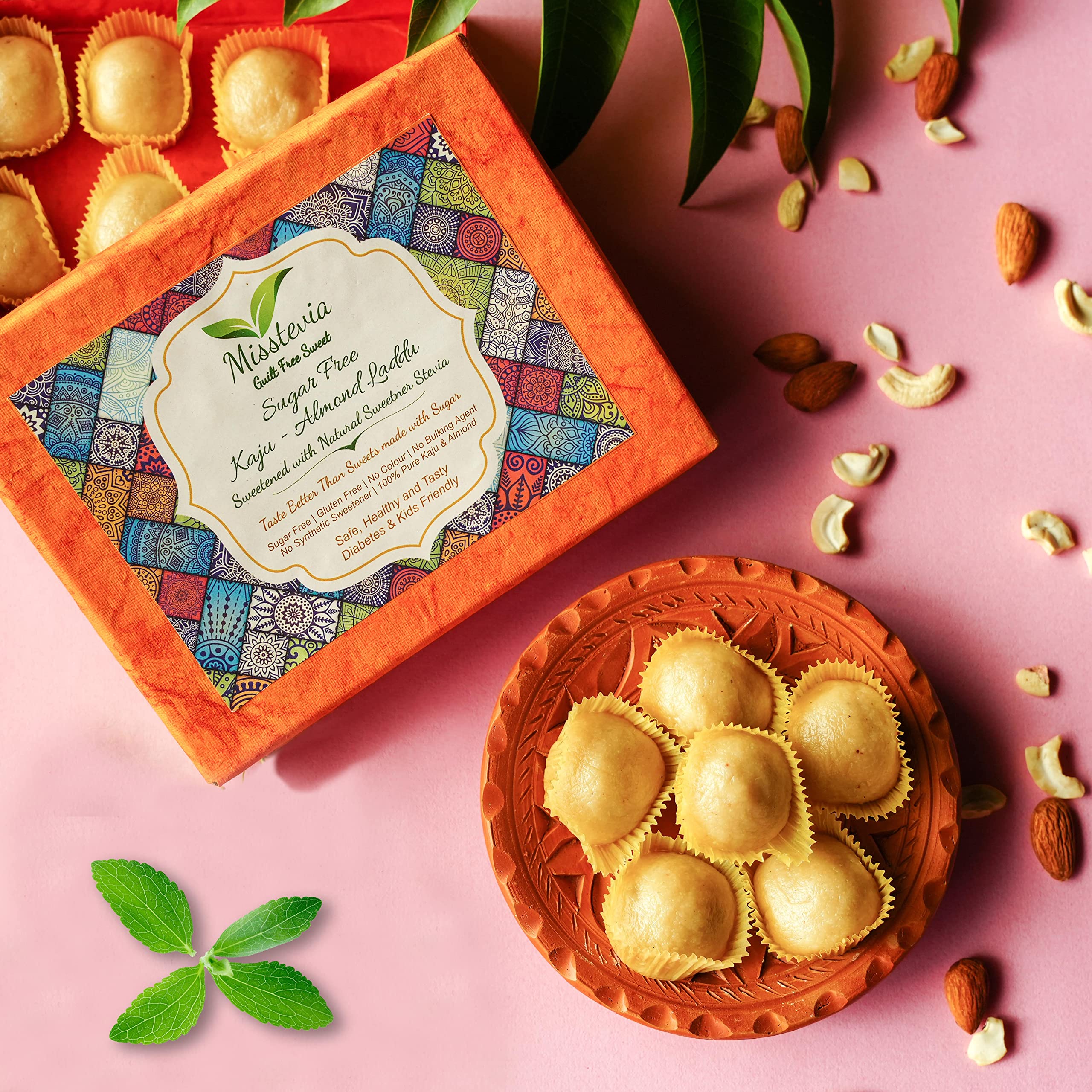 Misstevia Sugar Free Kaju Almond Laddu| Stevia Sweetened| Kids and Diabetes Friendly Sugar Free Sweets | Yummy and Delicious Kaju Almond Laddu | Healthy Indian Sweets 250g (B0B6JH3B21) Amazon Price History, Amazon Price Tracker