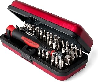 StewMac Guitar Tech Screwdriver Set – 36-Piece Bit Set for Guitar Hardware – Compact No-Spill Case – Magnetic Easy Grip Handle with Extender – Professional Luthier & Repair Tool Kit