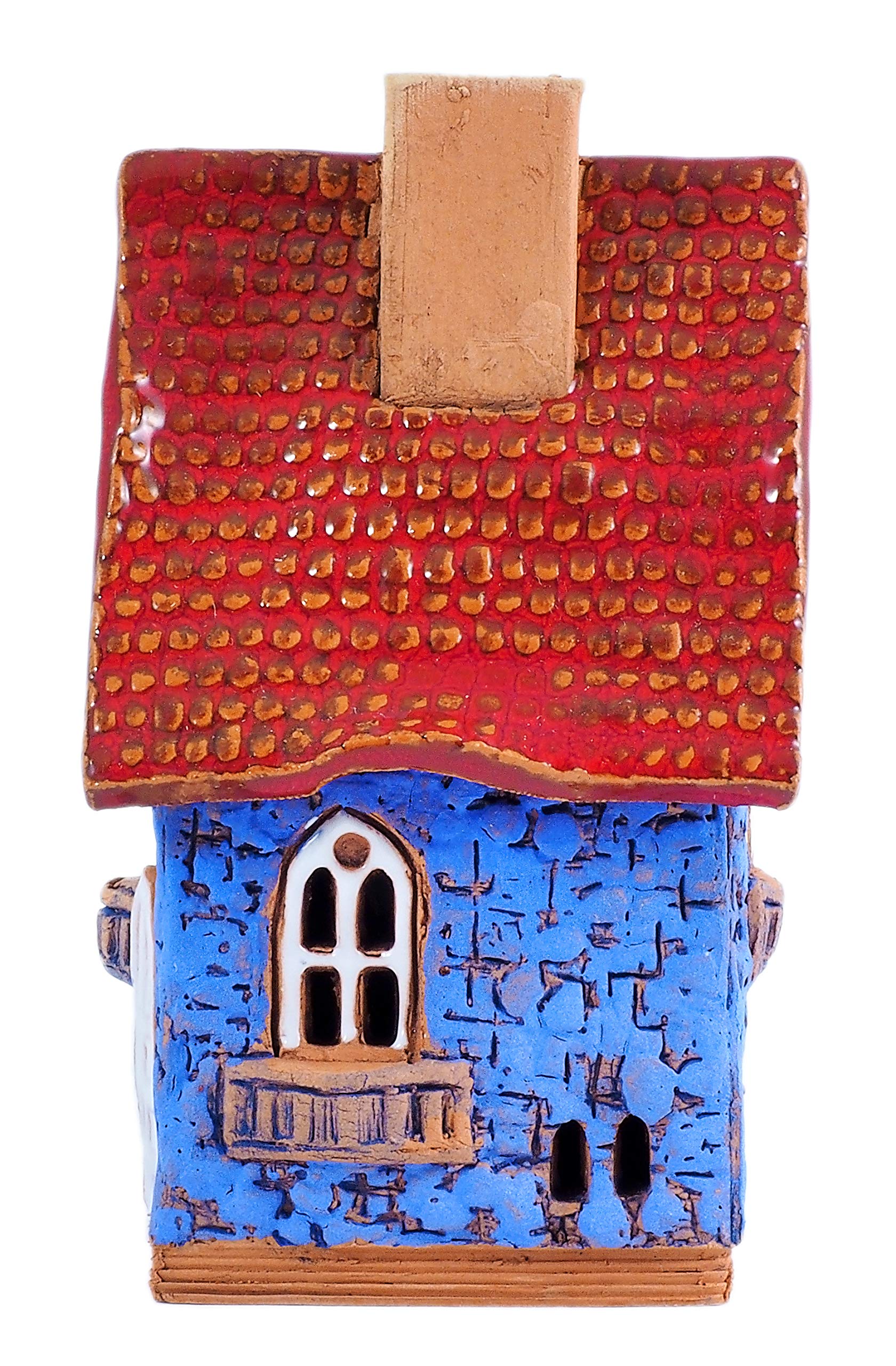 Keramik Lichthäuser, Räucherhaus, Keramikhaus Deko, Häuser Handarbeit, Künstlerisches Miniatur Blaues Haus R503