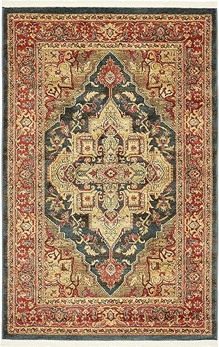 Miniatura 3 de Unique Loom Sahand Collection - Alfombra rectangular de 4 pies 1 pulgada x 6 pies 1 pulgada, azul marino y gris