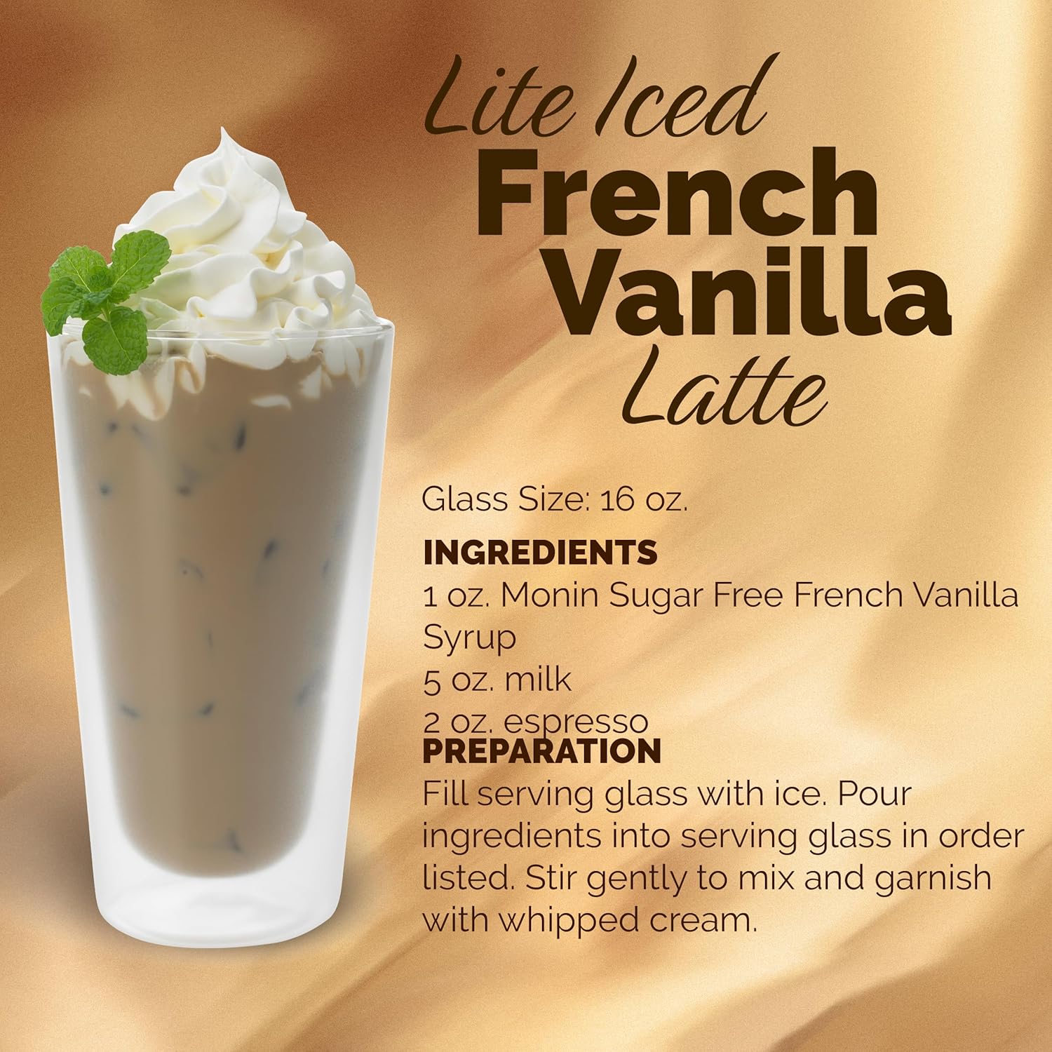 Monin - Sugar Free French Vanilla Syrup, Bold Vanilla Bean Flavor, Great for Coffee, Cocktails, & Lattes, Gluten-Free, Vegan, Non-GMO (1 Liter)