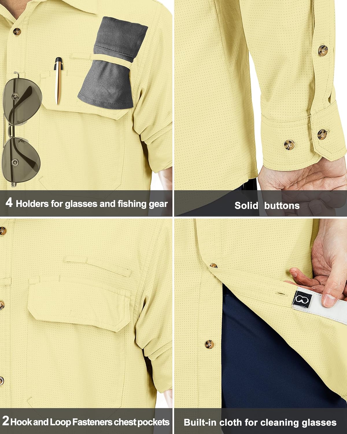 33,000ft Men's Long Sleeve Sun Protection Shirt UPF 50+ UV Quick Dry Cooling Fishing Shirts for Travel Safari Camping Hiking - Image 5