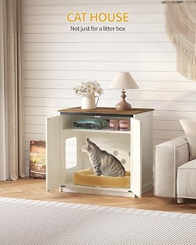 Hzuaneri Cat Litter Box Enclosure, Tall Hidden Litter Box Furniture Cabinet