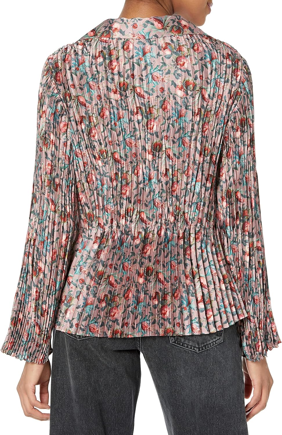 Vince Womens Berry Blooms Pleated Blouse - Image 2
