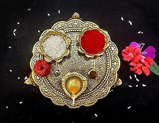Aluminium Golden Color Plate for Puja Diwali Gift Items Deepawali Decora...