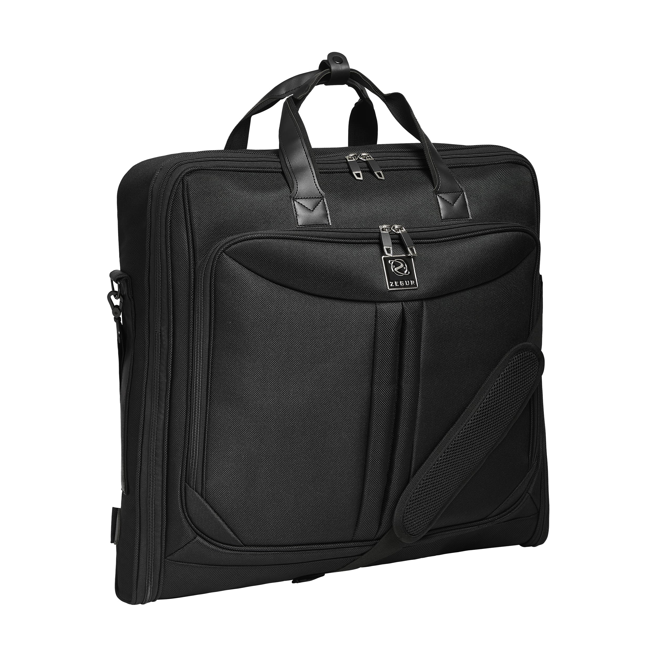 Premium Suit Garment Bag Carry On - Hangs 4 Suits - Travel & Business with Shoulder Strap and Laptop Compartment