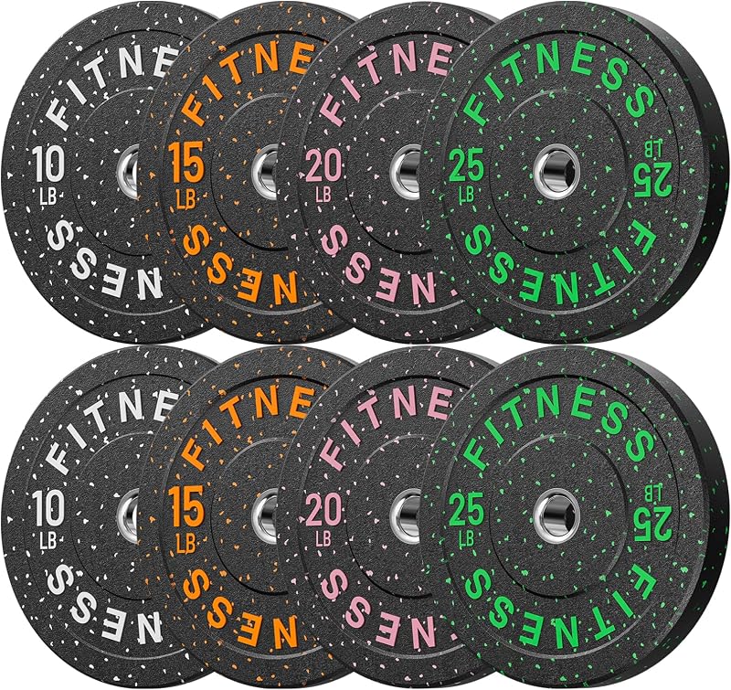 Placa de parachoques de 140-650 lb, 2 pulgadas, placas de pesas de alto rebote, entrenamiento de fuerza | Juego de placas de parachoques de 2 pulgadas de alto rebote, juego de placas de pesas protectoras para el piso, pesas con barra para levantamiento de pesas, gimnasio en casa