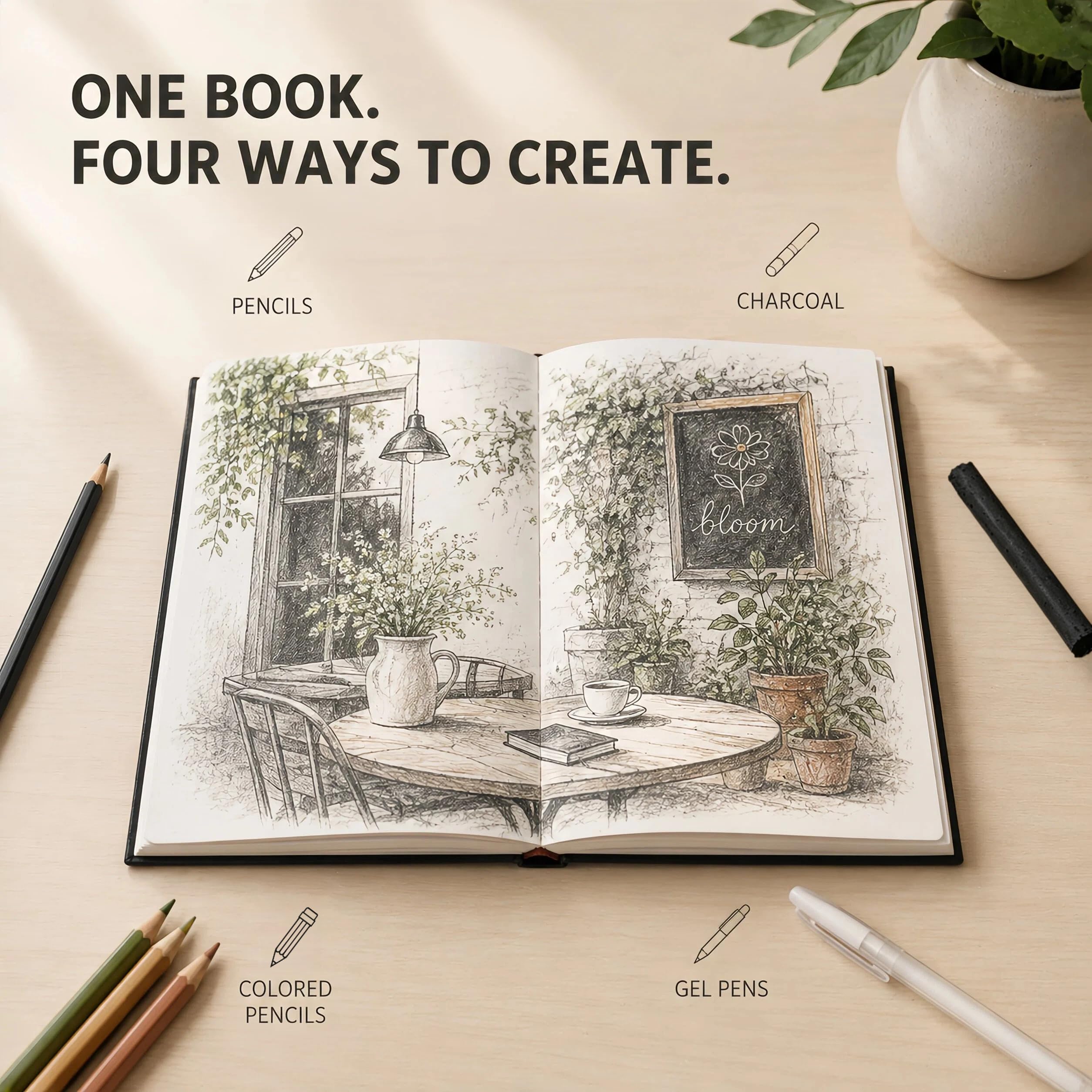Bloc de dibujo de tapa dura de 8.5 x 5.5 pulgadas para dibujar, 80 hojas, cuaderno de bocetos de marcador de 100 g/m², papel libre de ácidos, encuadernación duradera, a prueba de sangrado, cuaderno de