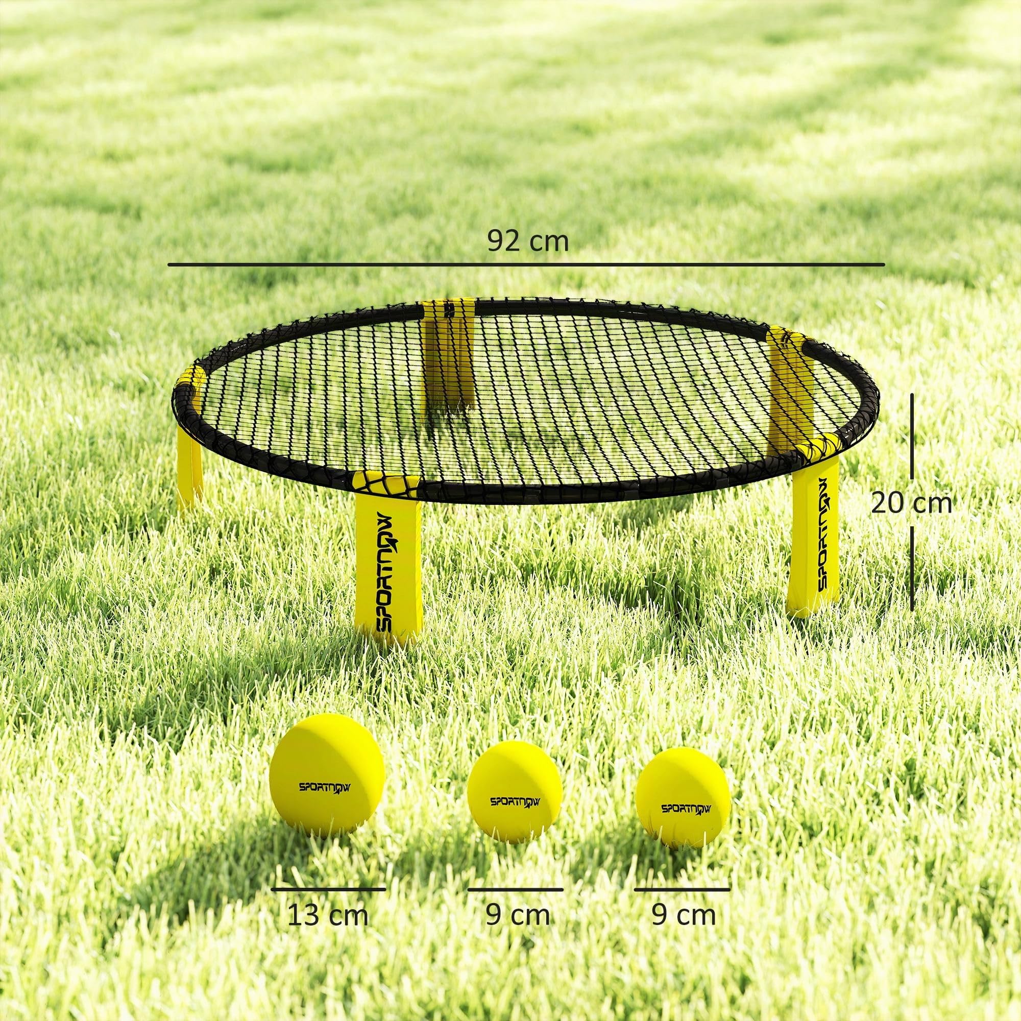 SPORTNOW Set Complet pour Mini Volleyball Spike avec Filet 3 Balles Jaune | Pompe, Sac de Transport, Facile à Installer, Jeu d'Extérieur, pour Adultes et Adolescents