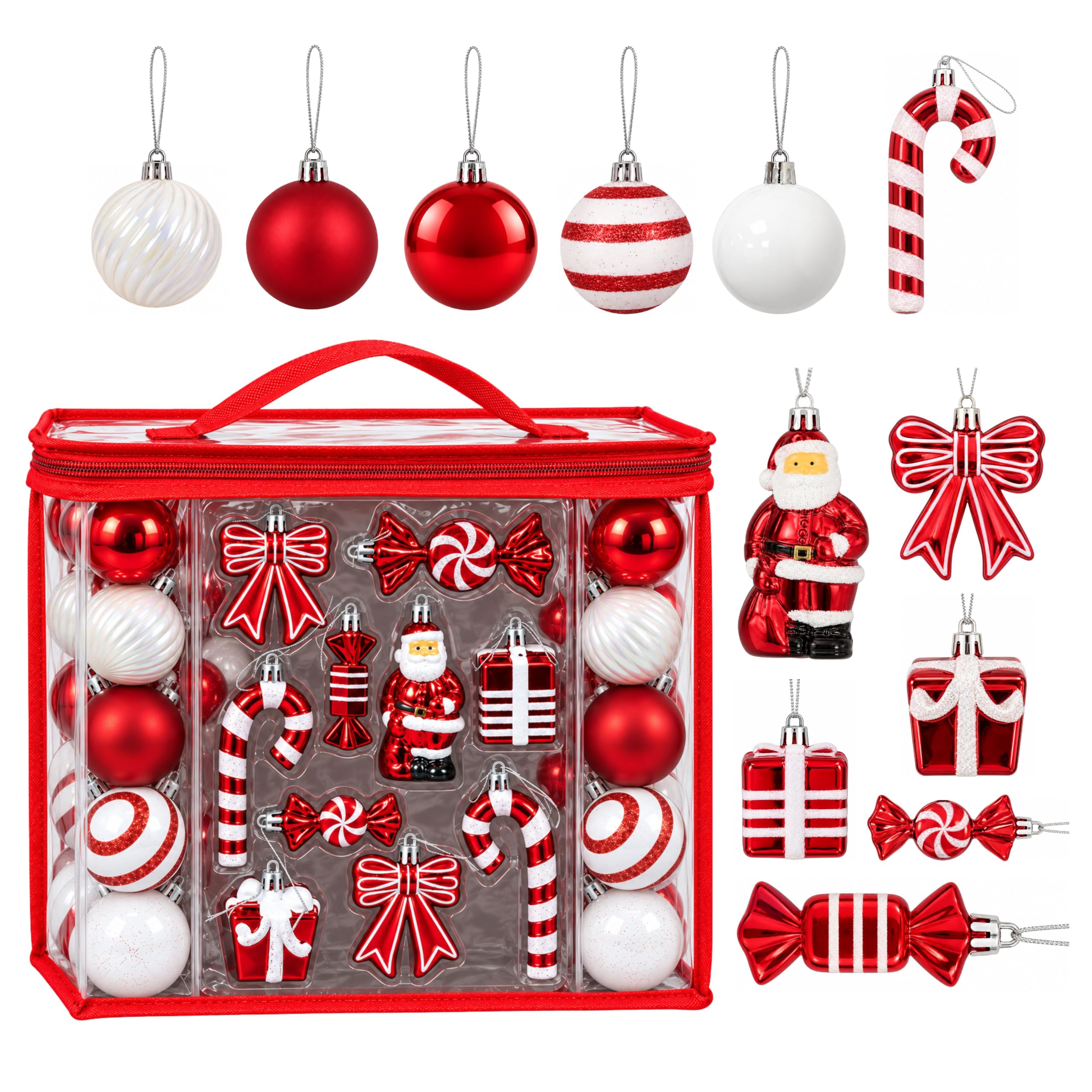 ADEPTNA 80 Pack Christmas Bauble Starter Set Xmas Tree Decorations