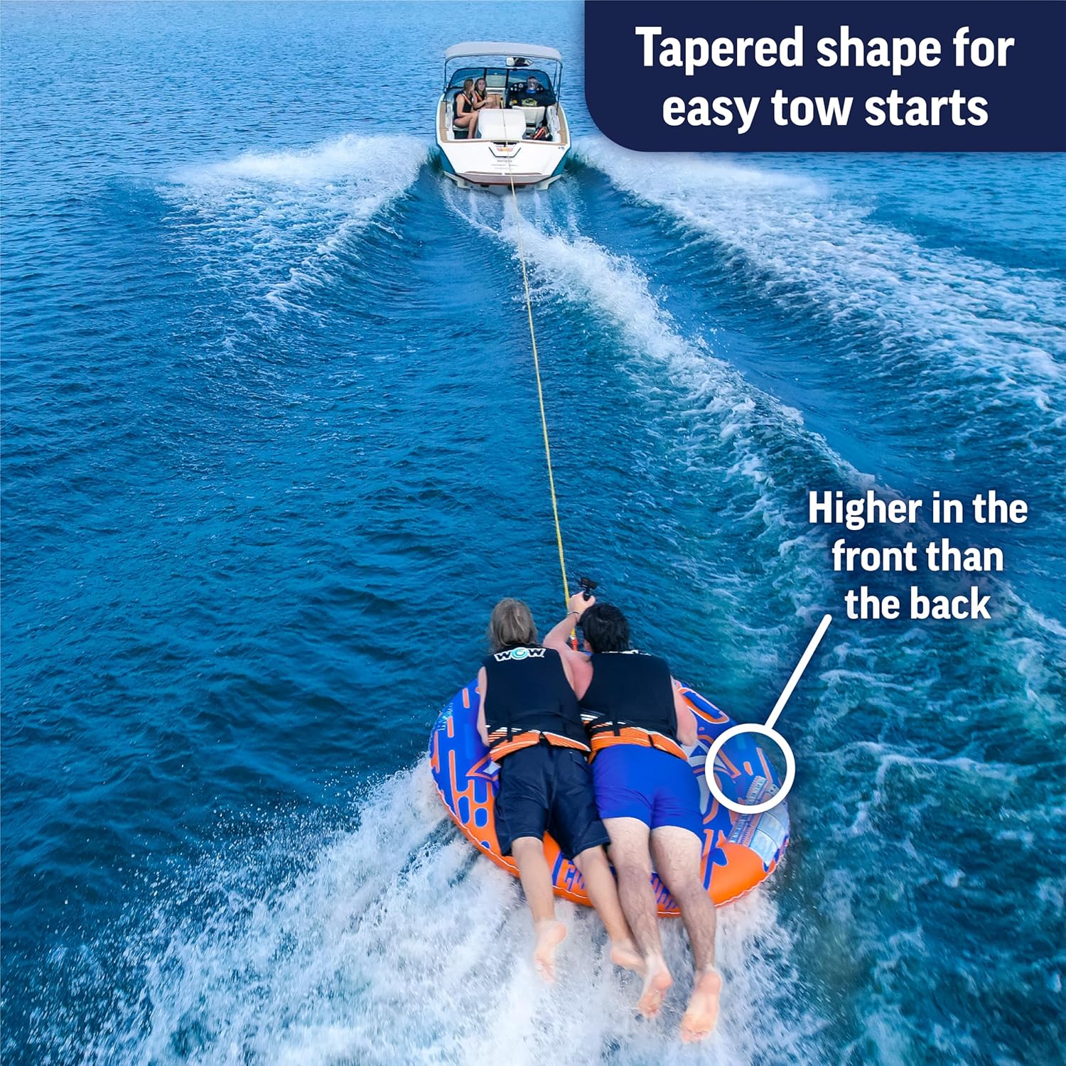 WOW Sports Nova Towable Deck Tube, Large Towable Tube for Boating 2 Persons