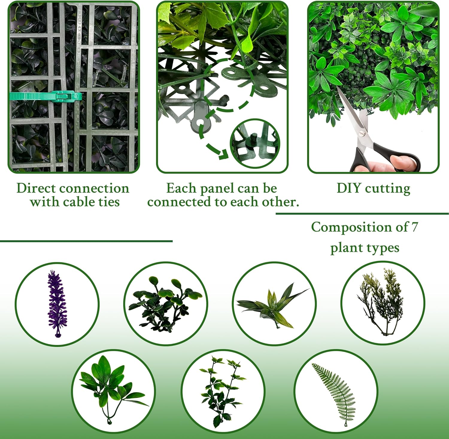 Artificial Greenery Wall Panels: 20''x 20'' 16P UV-Anti Faux Greennery Grass Wall Privacy Backdrop Fence Screen for Garden Fence Covering Privacy, Outdoor Indoor Home Decor