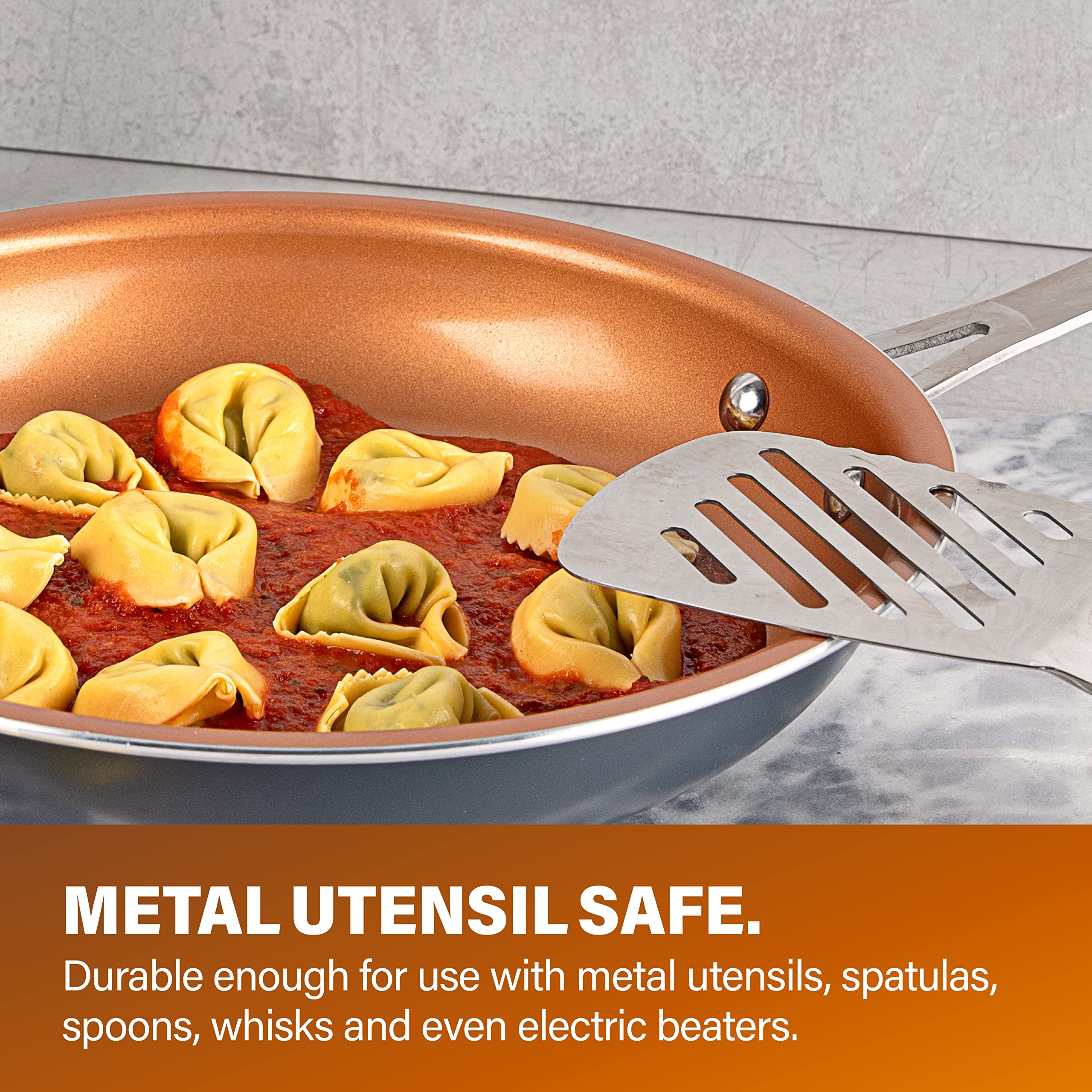 Gotham Steel 14” Nonstick Frying Pan with Ultra Durable Mineral and Diamond Triple Coated Surface, Family Sized XL Skillet with Stainless Steel Stay Cool & Helper Handle, Oven and Dishwasher Safe