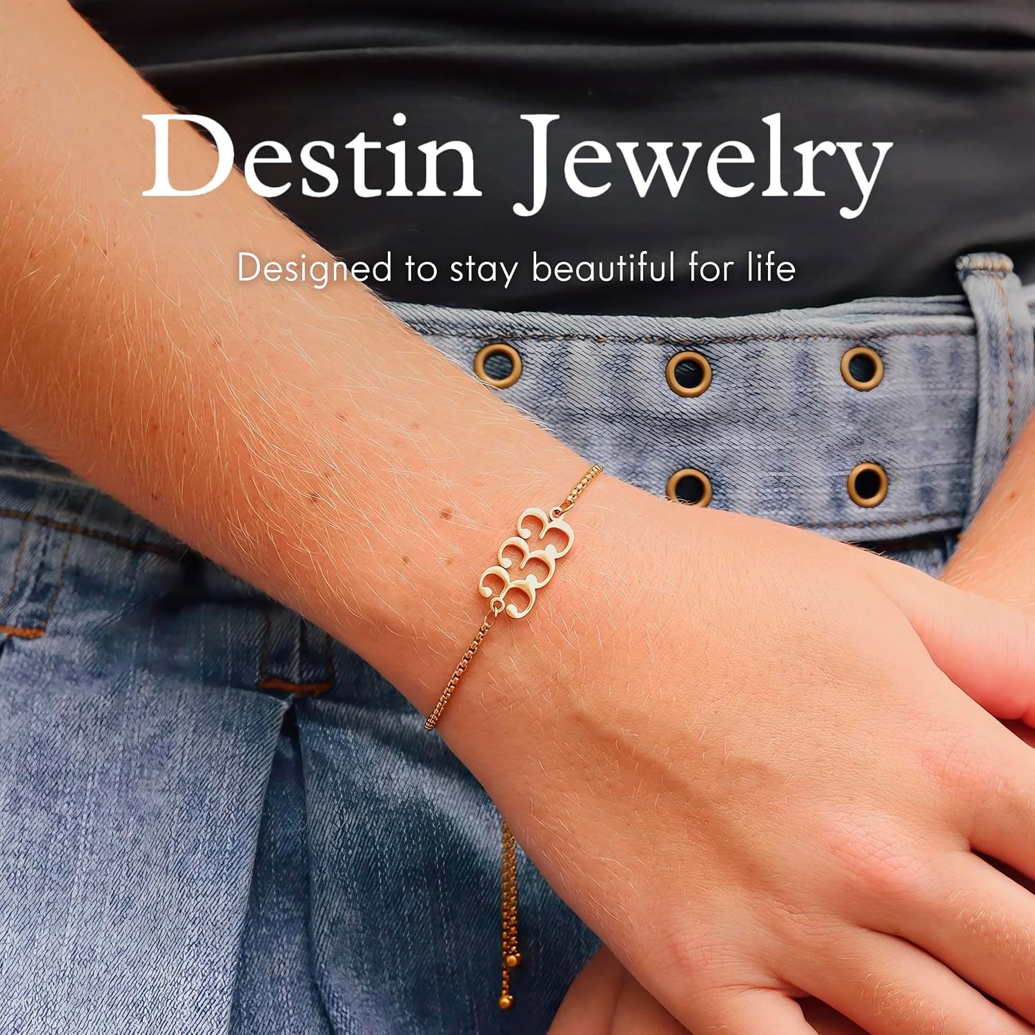 Angel Number Bracelet, Adjustable 18K Gold Plated Stainless Steel Bolo Jewelry, Waterproof, Tarnish-Resistant Spiritual Numerology Bracelet, From 111-999, Unisex, Hypoallergenic