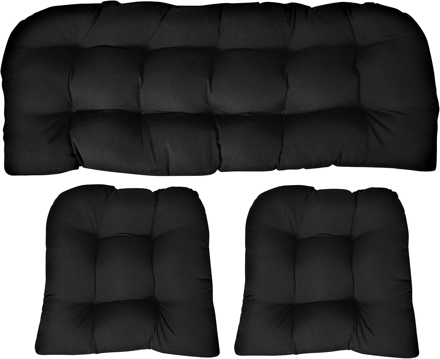 RSH Décor 3 Piece Tufted Wicker Settee and Chair Cushion