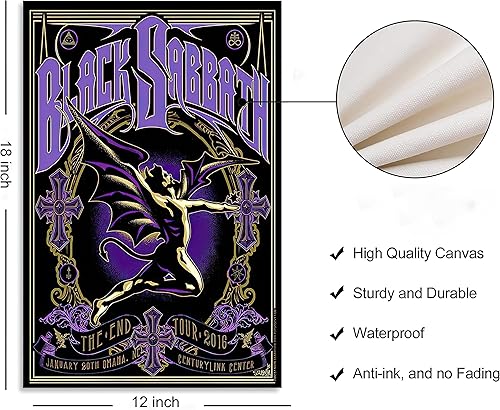 Miniatura 2 de Uozylo Black Band Sabbath Poster Fairies Wear Boots 2016 - Lienzo decorativo de pared para decoración de sala de estar, 12 x 18 pulgadas, sin marco