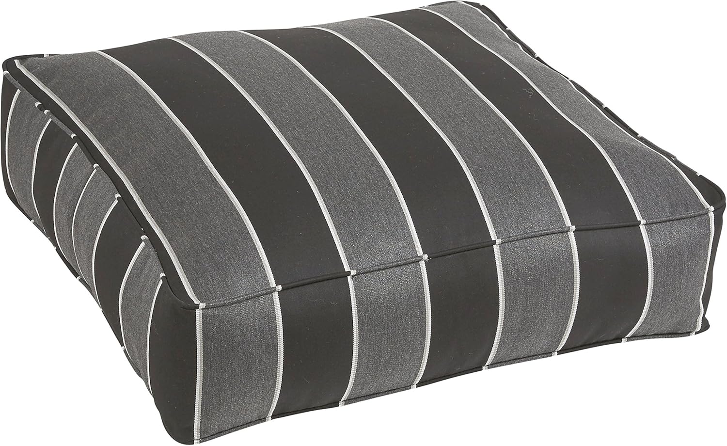 Sorra Home Sunbrella Floor Pillow - Corded Square Plush Oversized Outdoor Pillow - Water & Fade Resistant for Patio, Balcony, Pool - Peyton Granite (26" x 26" x 7")