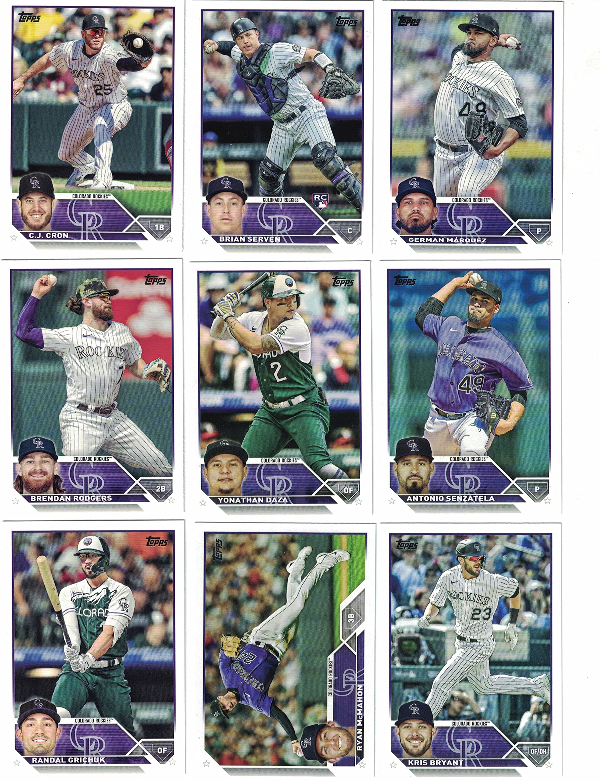 Colorado Rockies / 2023 Topps Rockies Baseball Team Set (Series 1 and 2) with (18) Cards! *Includes* (3) Additional Bonus Cards of Former Rockies Players including Todd Helton! and Larry Walker!