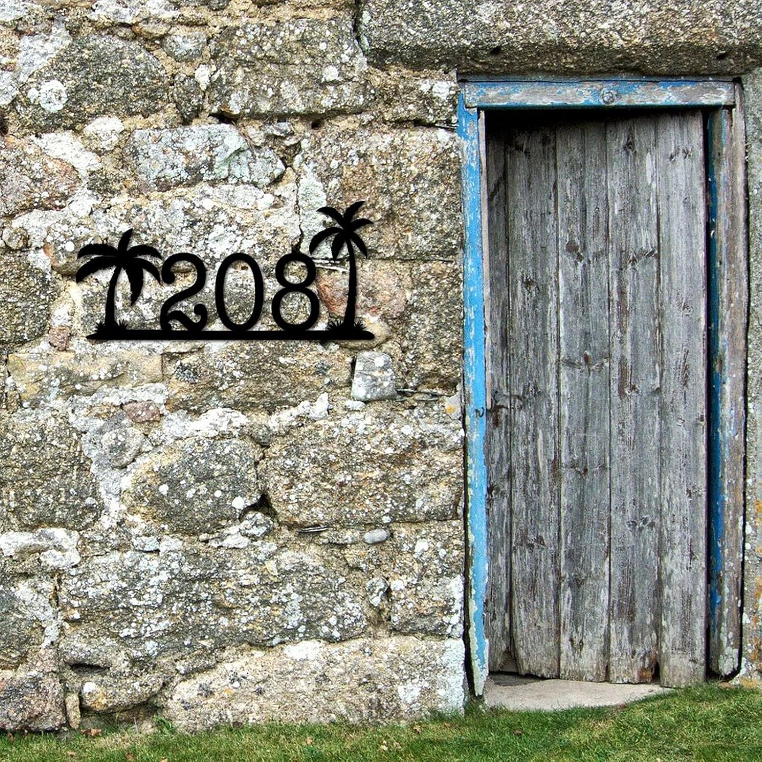 Last Name Sign House Number Sign Personalised Monogram Letter Aluminum Wall Art Decor Indoor Outdoor Rustic D Easy Install Wedding Gifts Happy Black 18inch