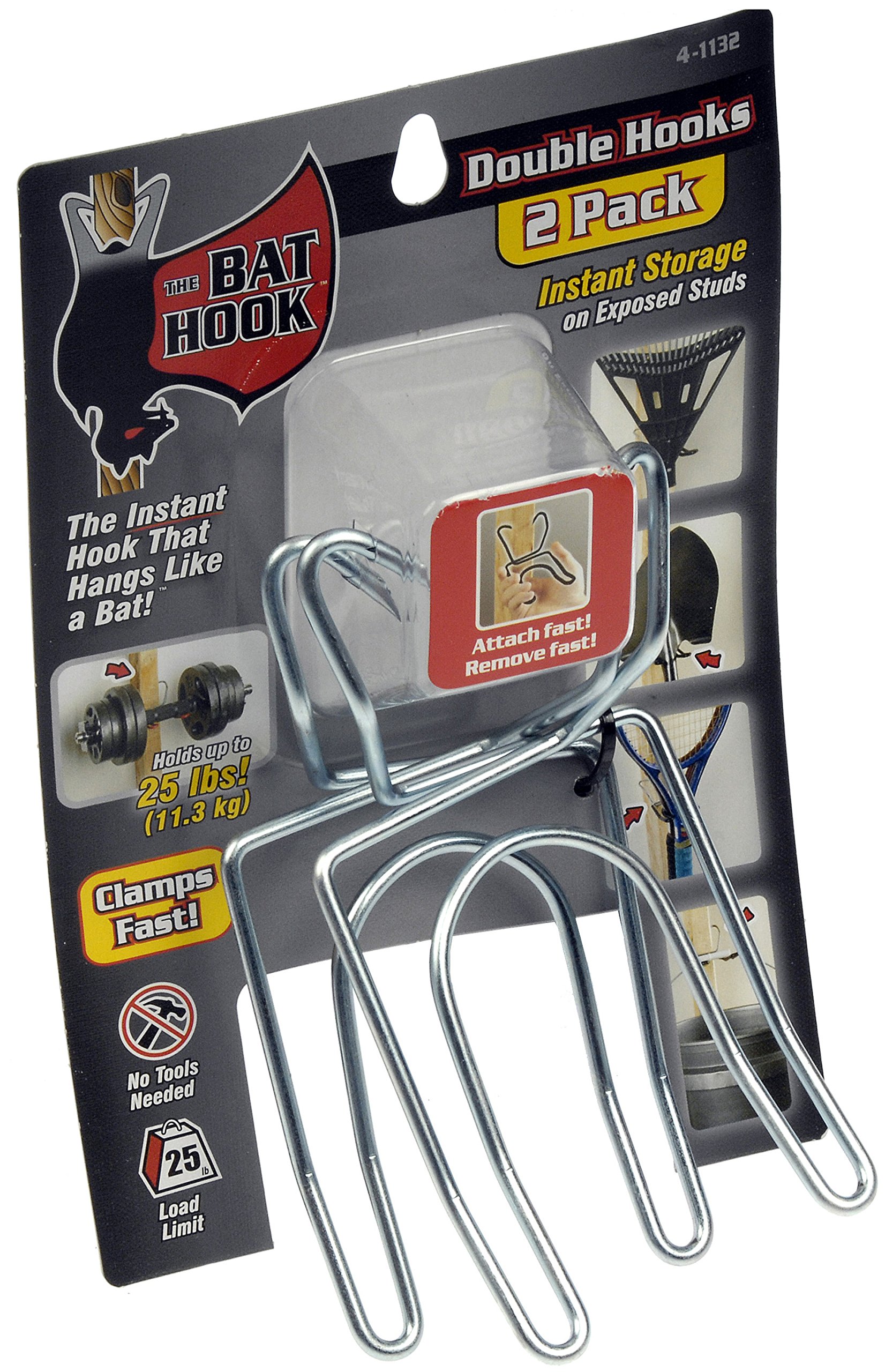 4 Inch Chrome Peg Hook For 1/8 Inch Or 1/4 Inch Pegboard