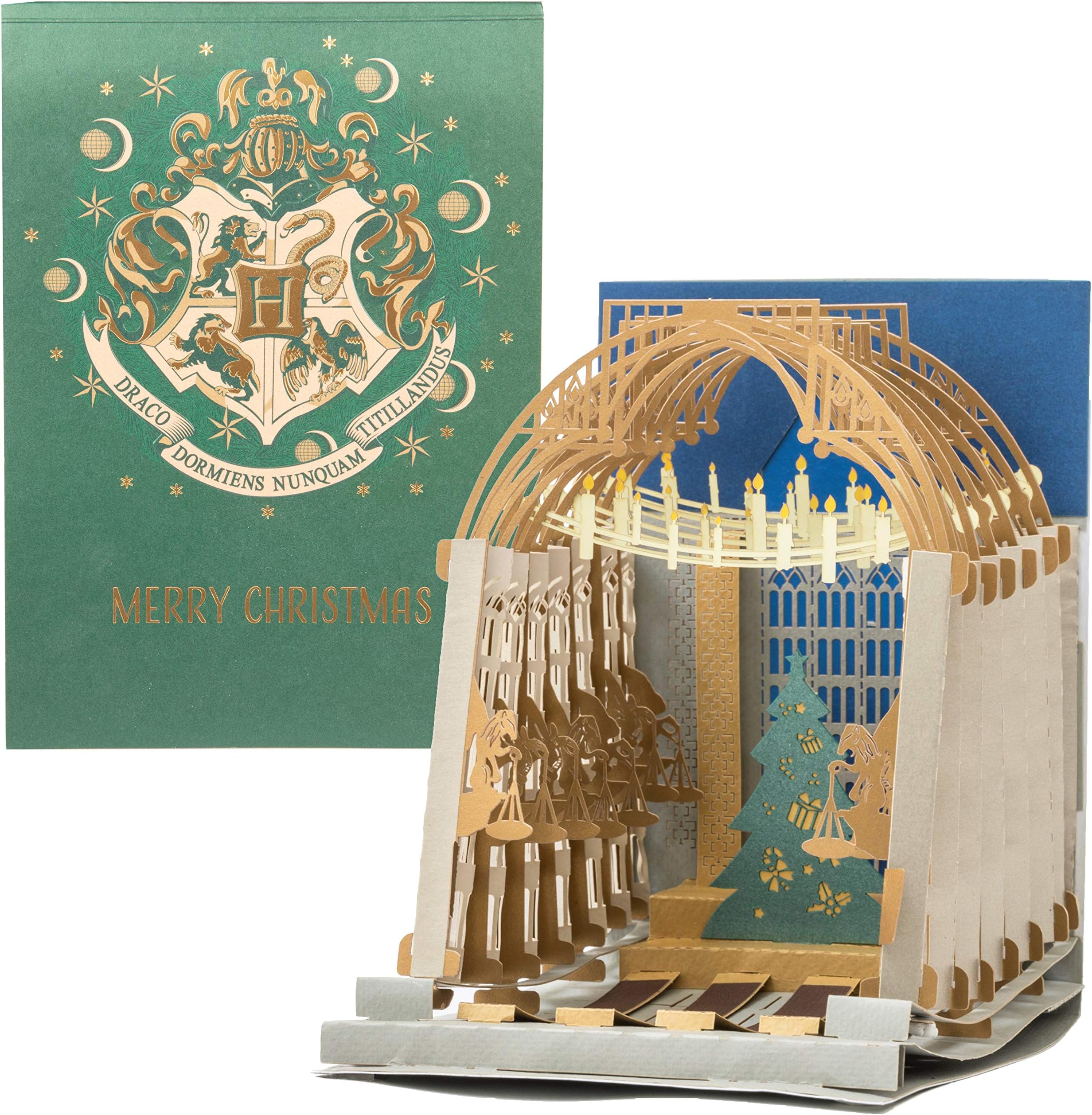 Harry Potter Hogwarts Great Hall Pop-Up Christmas Greeting Card - Beautiful Pop Up Great Hall with Tree Inside - 5 x 7
